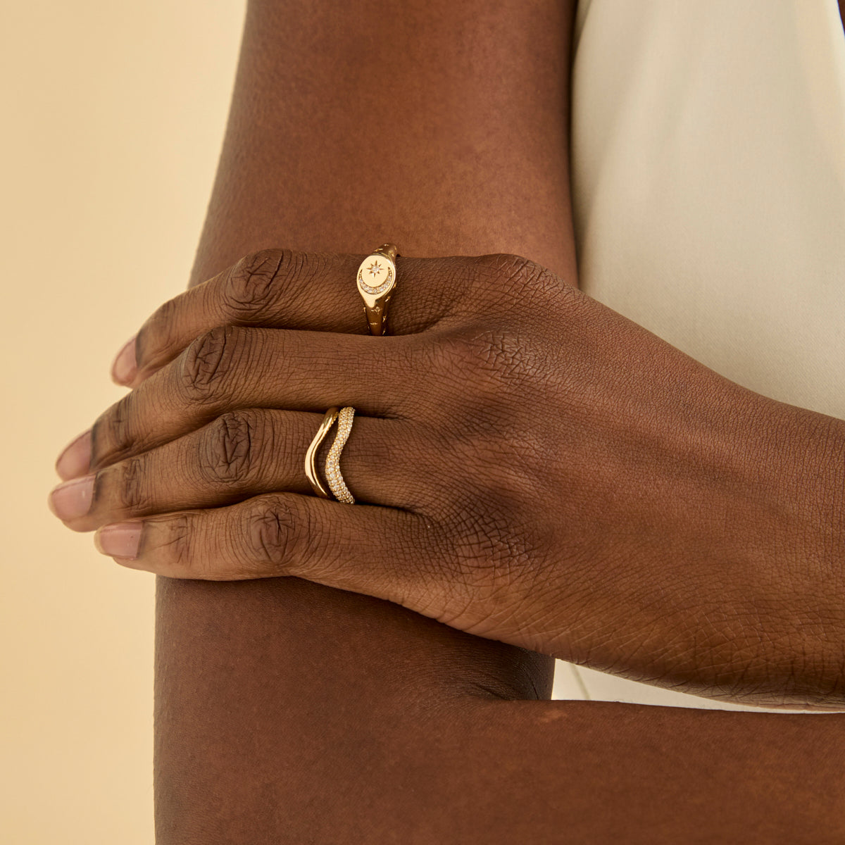 18k Gold Plated Jewellery - Cosmic Signet Ring in Gold - Rings - Astrid & Miyu