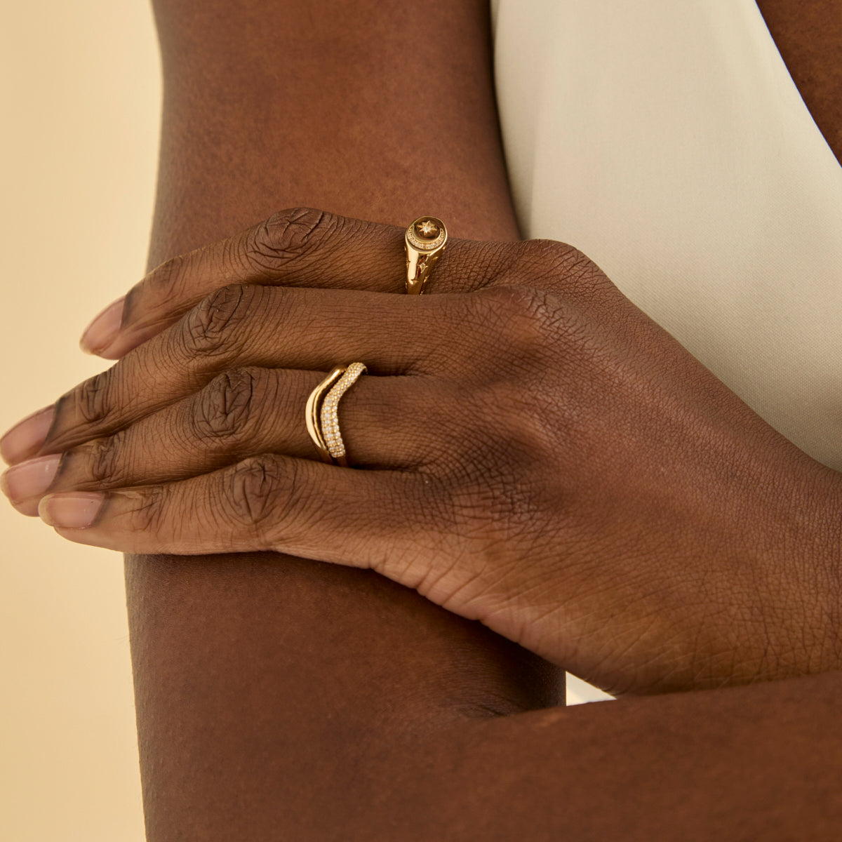 18k Gold Plated Jewellery - Cosmic Signet Ring in Gold - Rings - Astrid & Miyu