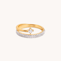 18k Gold Plated Jewellery - Pavé Crystal Illusion Ring in Gold - Rings - Astrid & Miyu