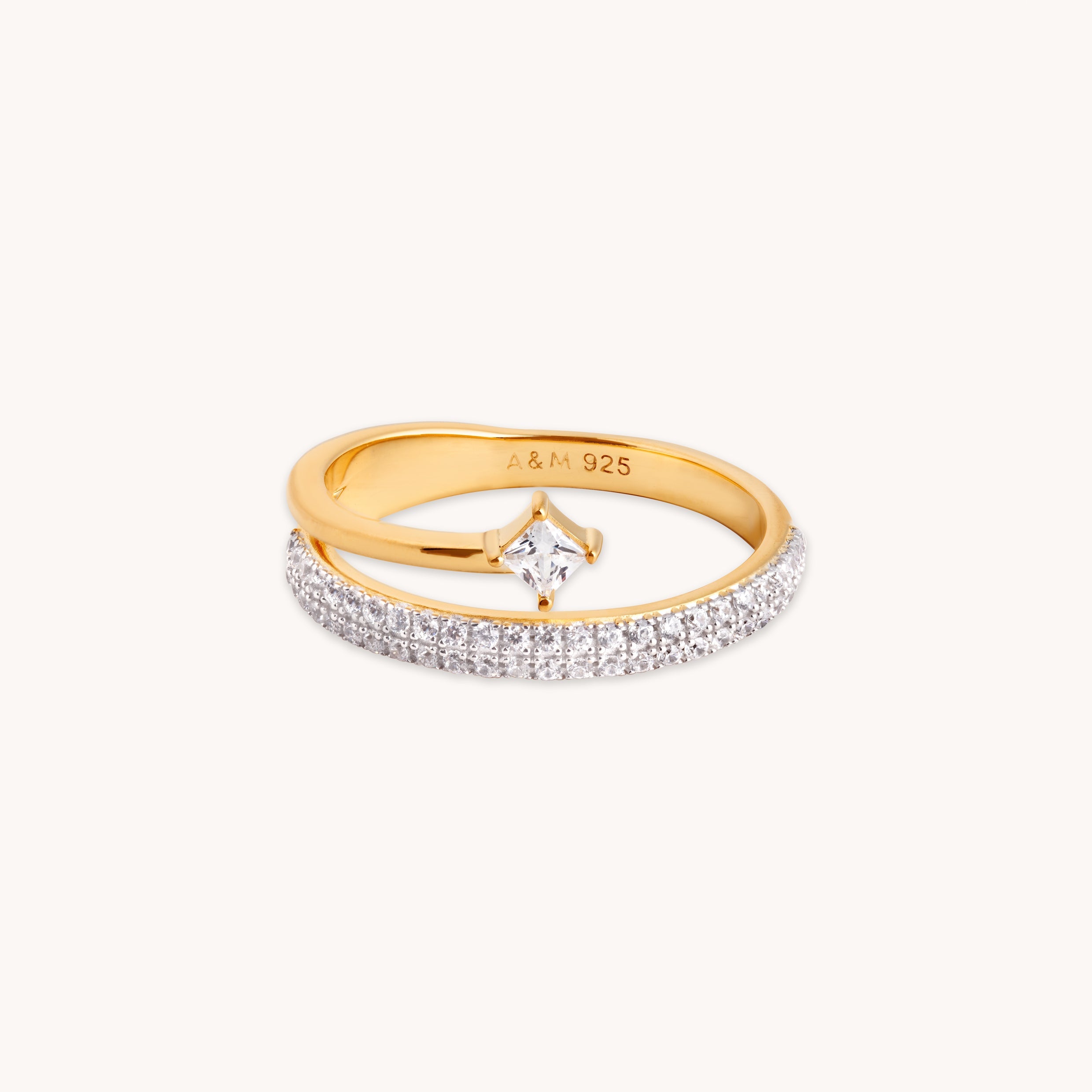 18k Gold Plated Jewellery - Pavé Crystal Illusion Ring in Gold - Rings - Astrid & Miyu