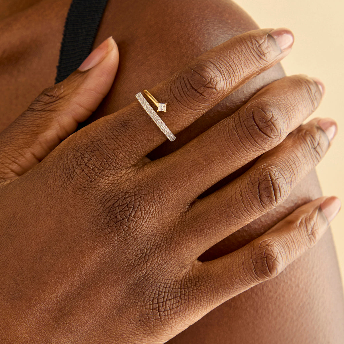 18k Gold Plated Jewellery - Pavé Crystal Illusion Ring in Gold - Rings - Astrid & Miyu