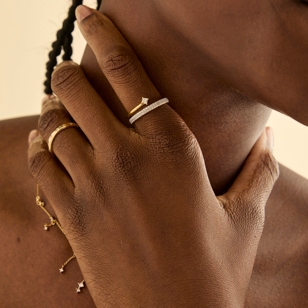 18k Gold Plated Jewellery - Pavé Crystal Illusion Ring in Gold - Rings - Astrid & Miyu