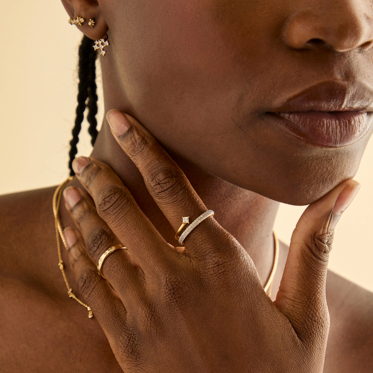 18k Gold Plated Jewellery - Pavé Crystal Illusion Ring in Gold - Rings - Astrid & Miyu