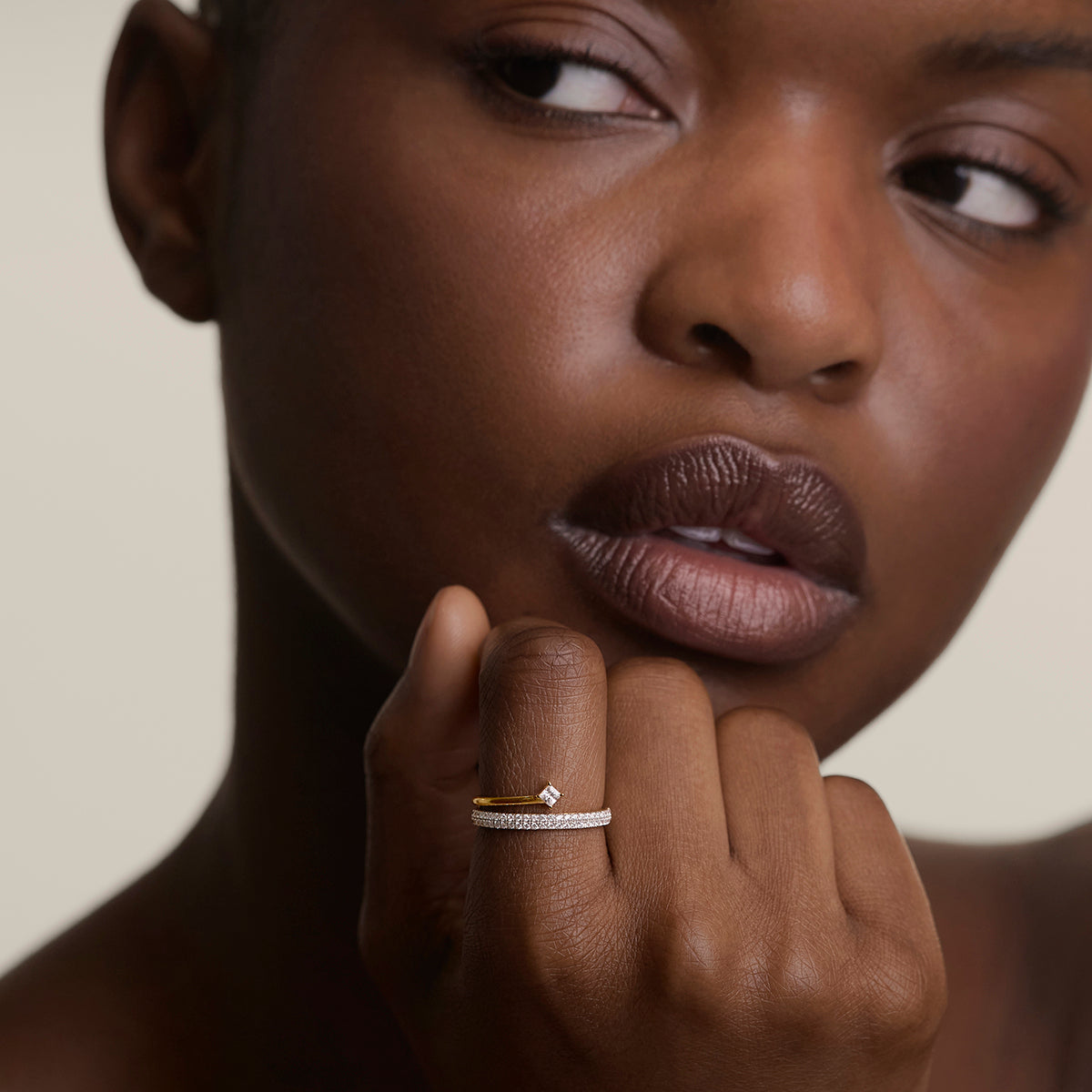 Pavé Crystal Illusion Ring in Gold