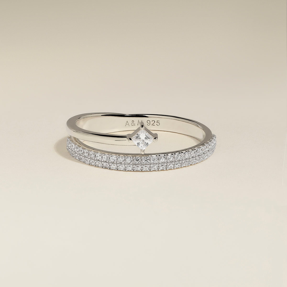 Pavé Crystal Illusion Ring in Silver