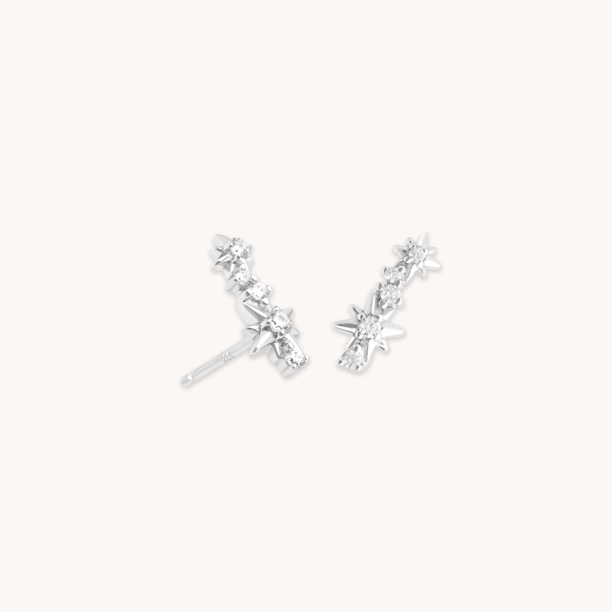 Climber Earrings - Cosmic Crystal Climber Stud Earrings in Silver - Stud Earrings - Astrid & Miyu