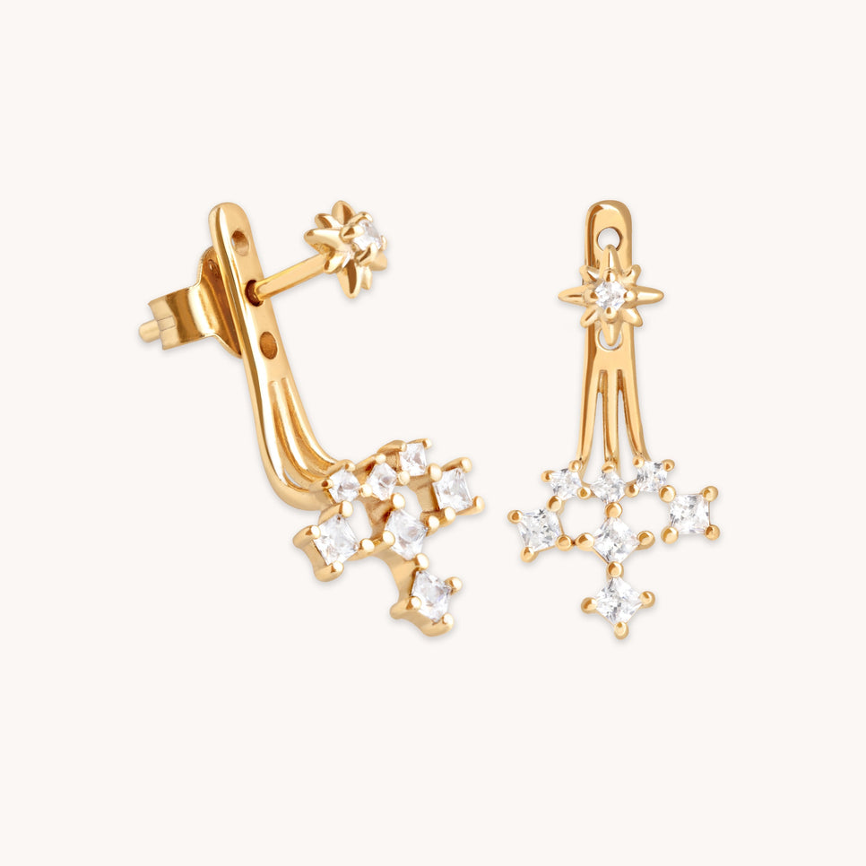 18k Gold Plated Jewellery - Cosmic Star Crystal Ear Jacket in Gold - Stud Earrings - Astrid & Miyu
