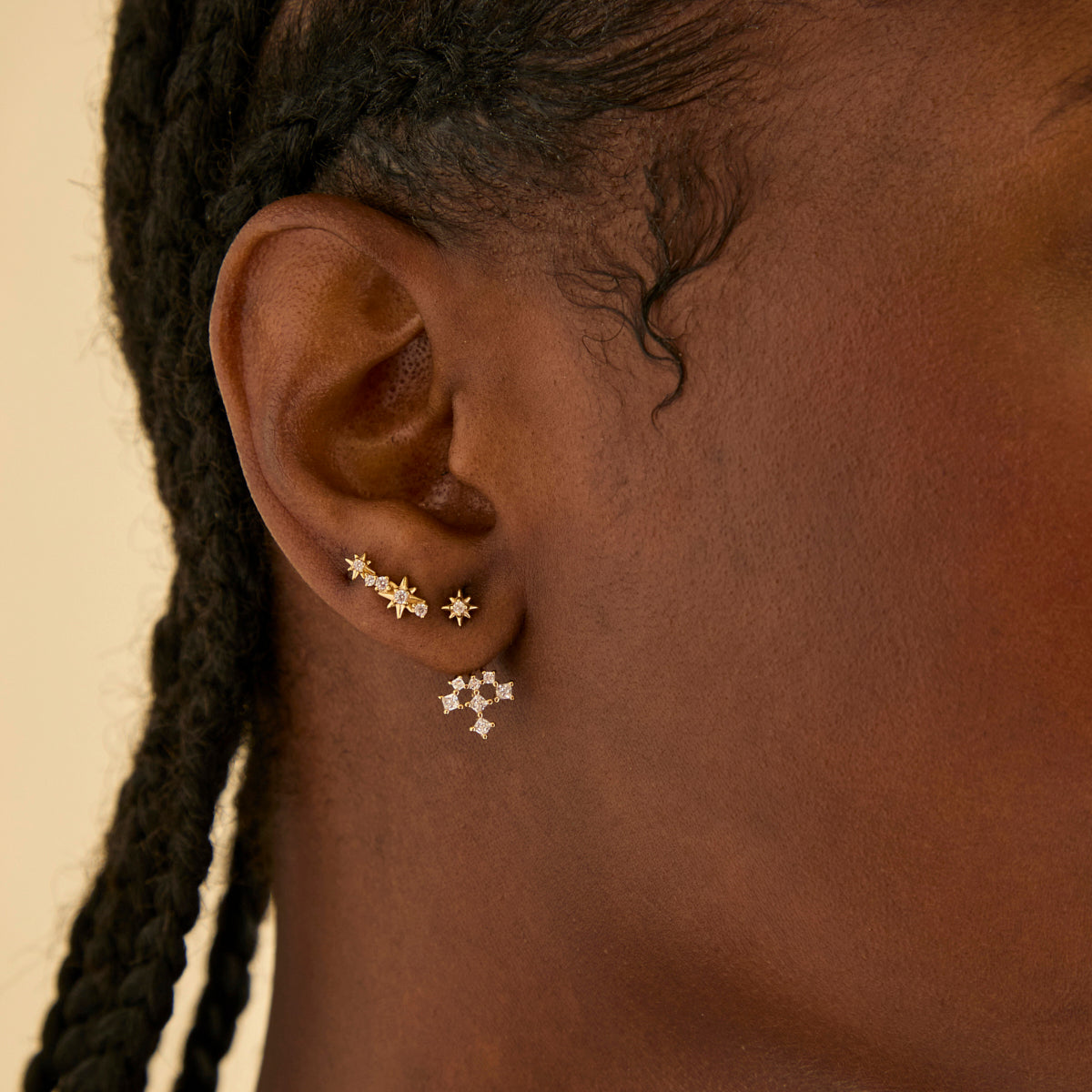 18k Gold Plated Jewellery - Cosmic Star Crystal Ear Jacket in Gold - Stud Earrings - Astrid & Miyu