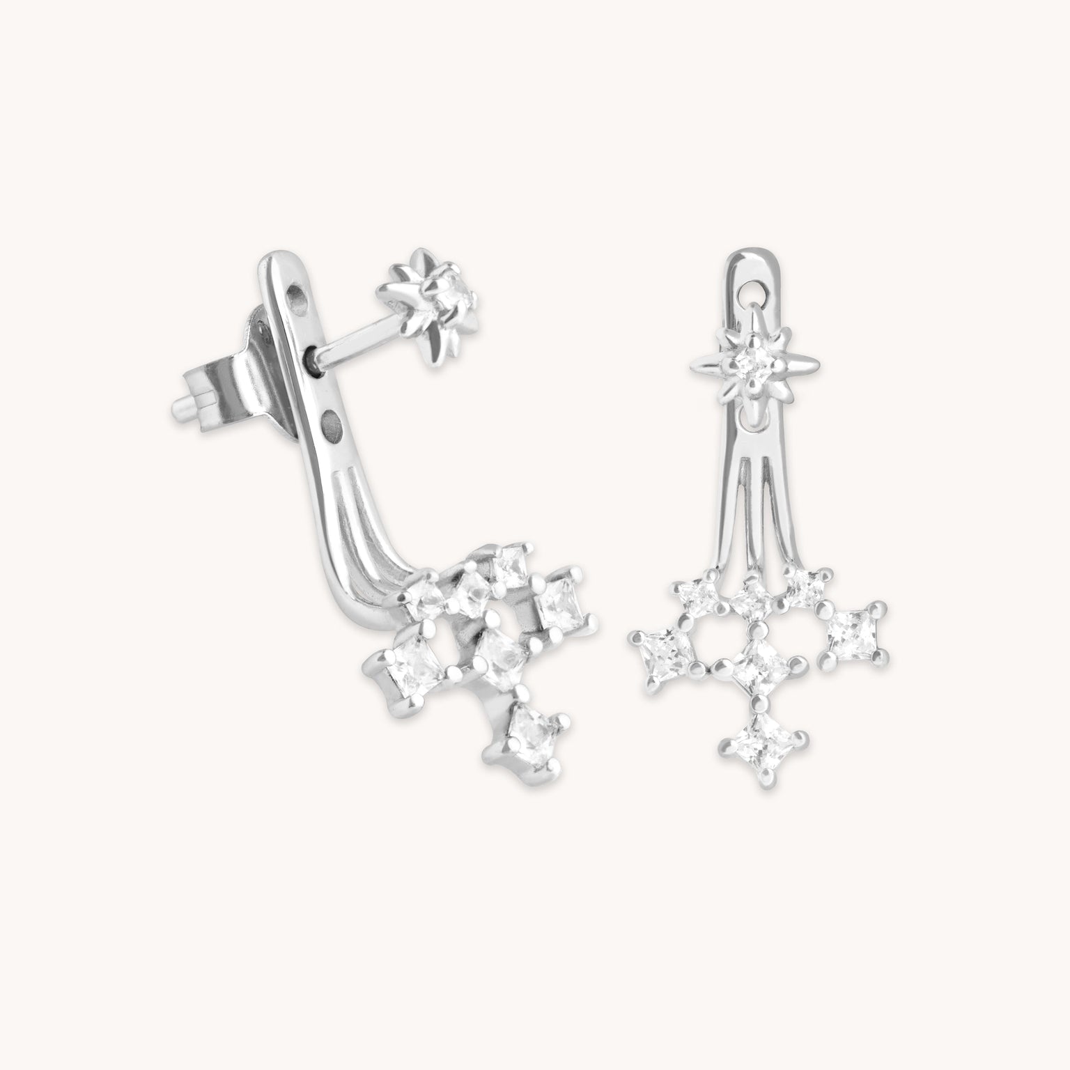 Earrings - Cosmic Star Crystal Ear Jacket in Silver - Stud Earrings - Astrid & Miyu