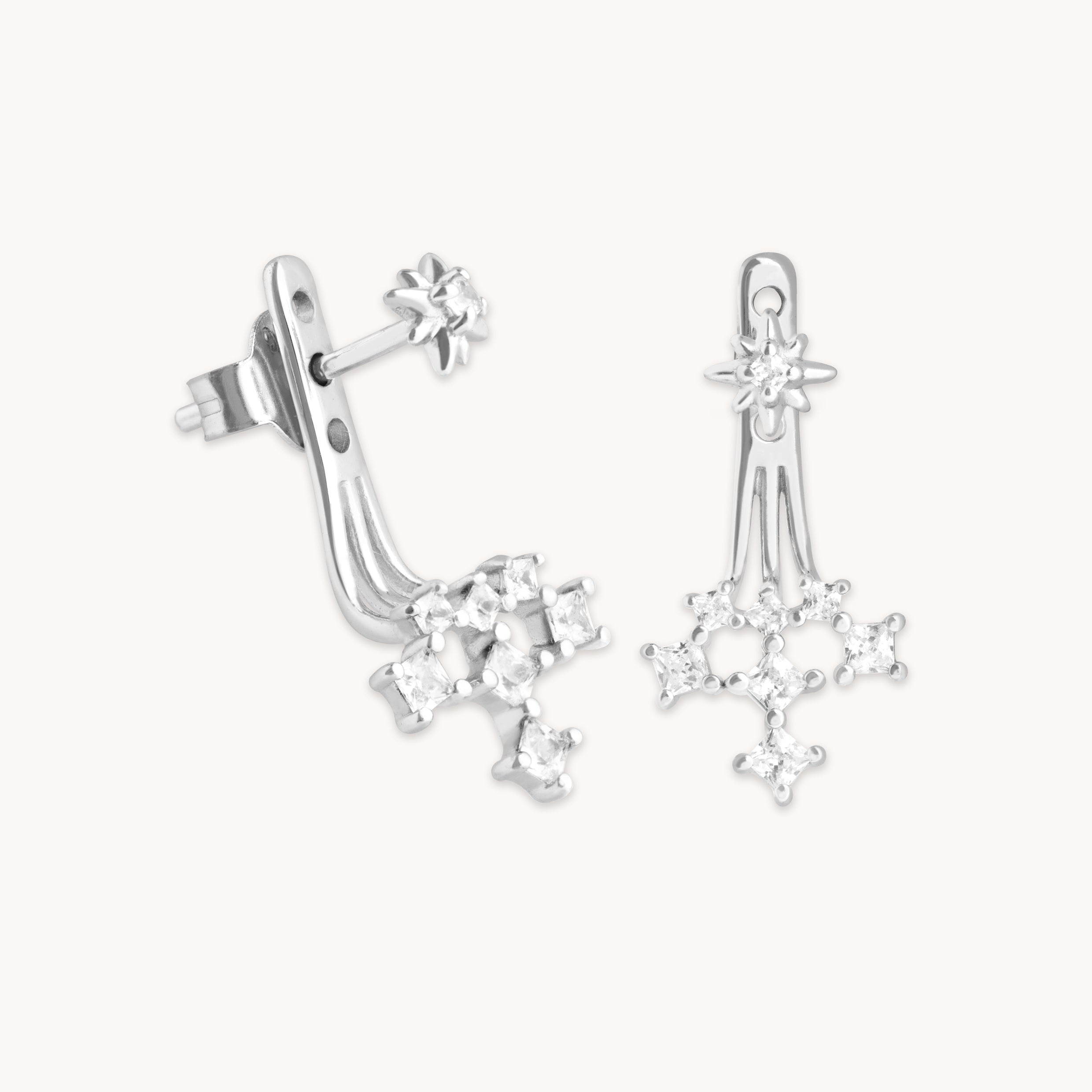 Earrings - Cosmic Star Crystal Ear Jacket in Silver - Stud Earrings - Astrid & Miyu