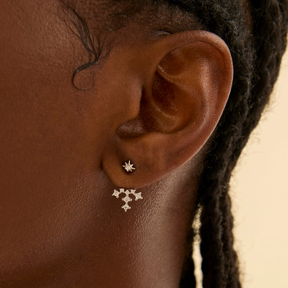 Earrings - Cosmic Star Crystal Ear Jacket in Silver - Stud Earrings - Astrid & Miyu
