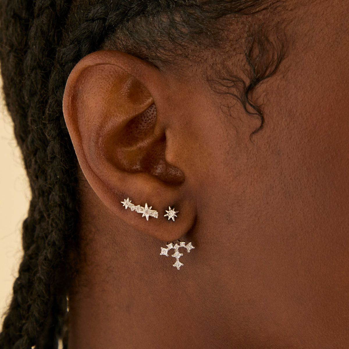 Earrings - Cosmic Star Crystal Ear Jacket in Silver - Stud Earrings - Astrid & Miyu