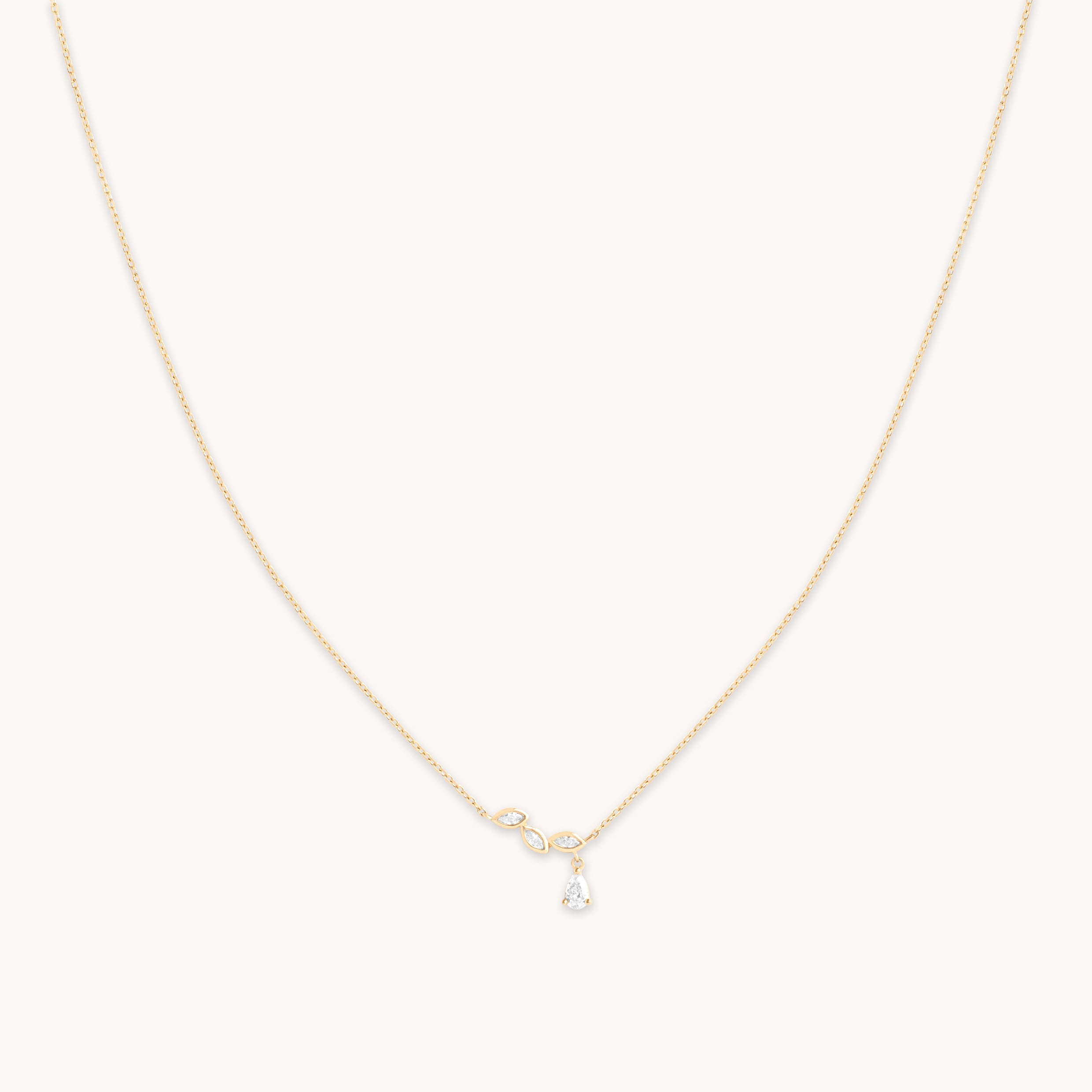 Gold Necklaces - Diamond Marquise Drop Pendant Necklace in Solid Gold - Pendant Necklaces - Astrid & Miyu