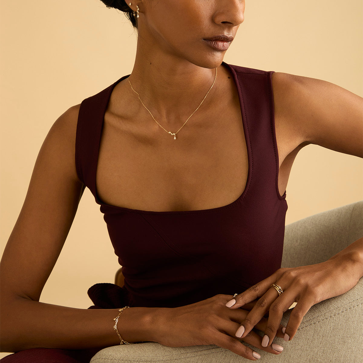 Gold Necklaces - Diamond Marquise Drop Pendant Necklace in Solid Gold - Pendant Necklaces - Astrid & Miyu