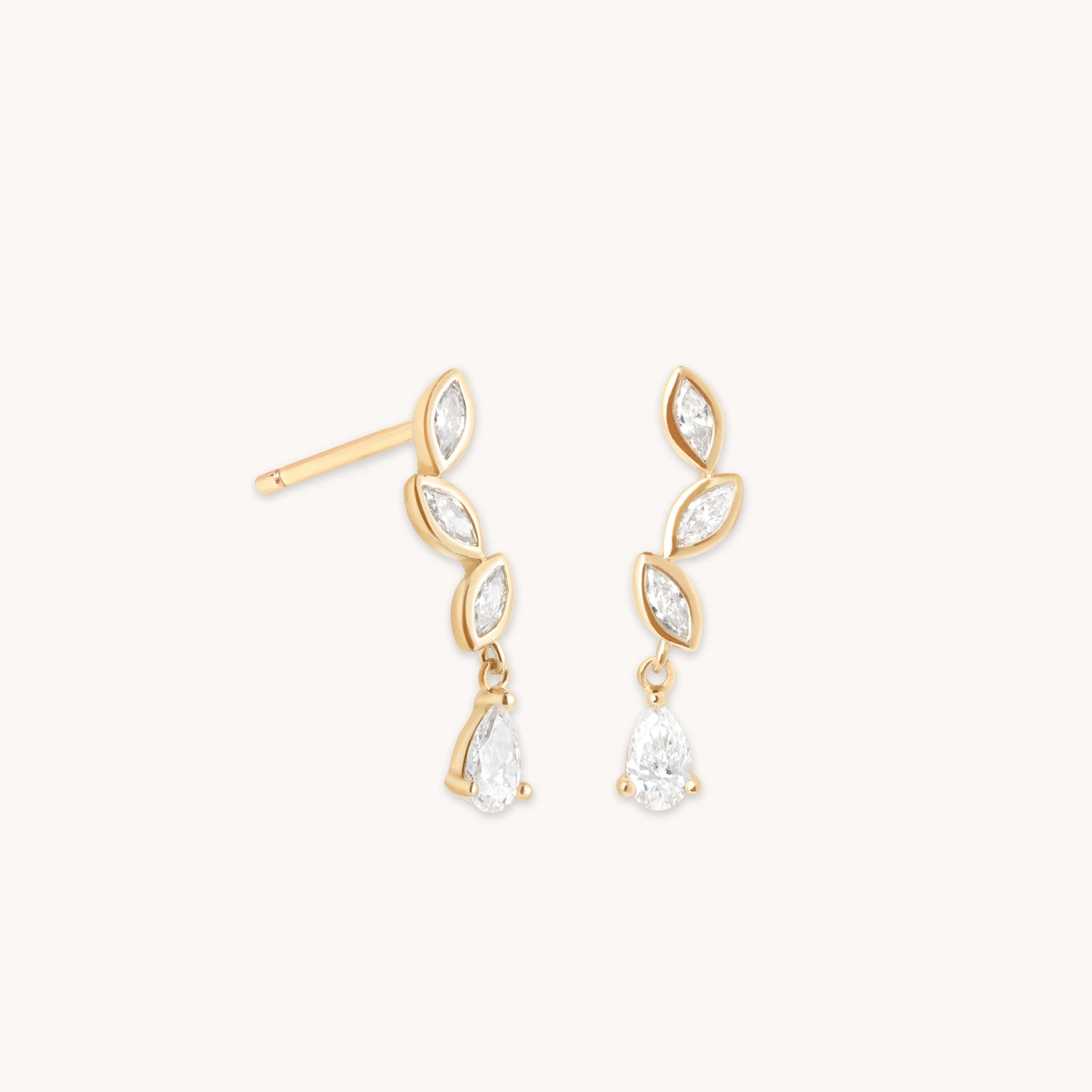 Earrings - Diamond Marquise Drop Studs in Solid Gold - Stud Earrings - Astrid & Miyu