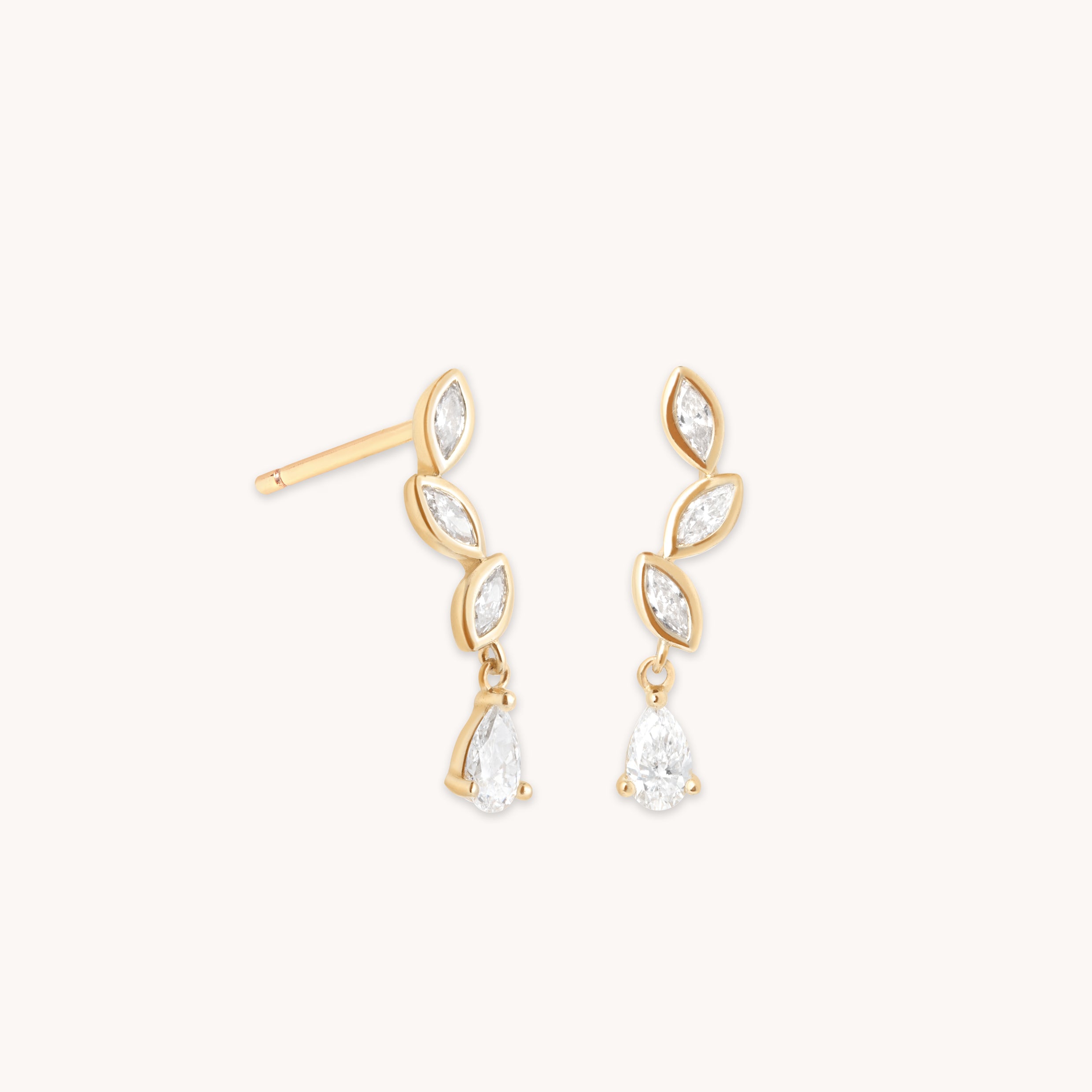 Earrings - Diamond Marquise Drop Studs in Solid Gold - Stud Earrings - Astrid & Miyu