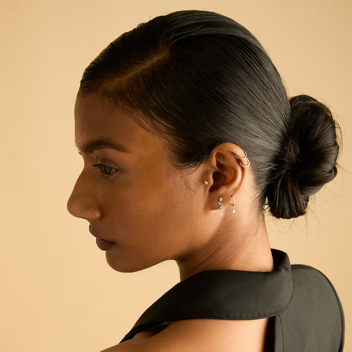 Earrings - Diamond Marquise Drop Studs in Solid White Gold - Stud Earrings - Astrid & Miyu