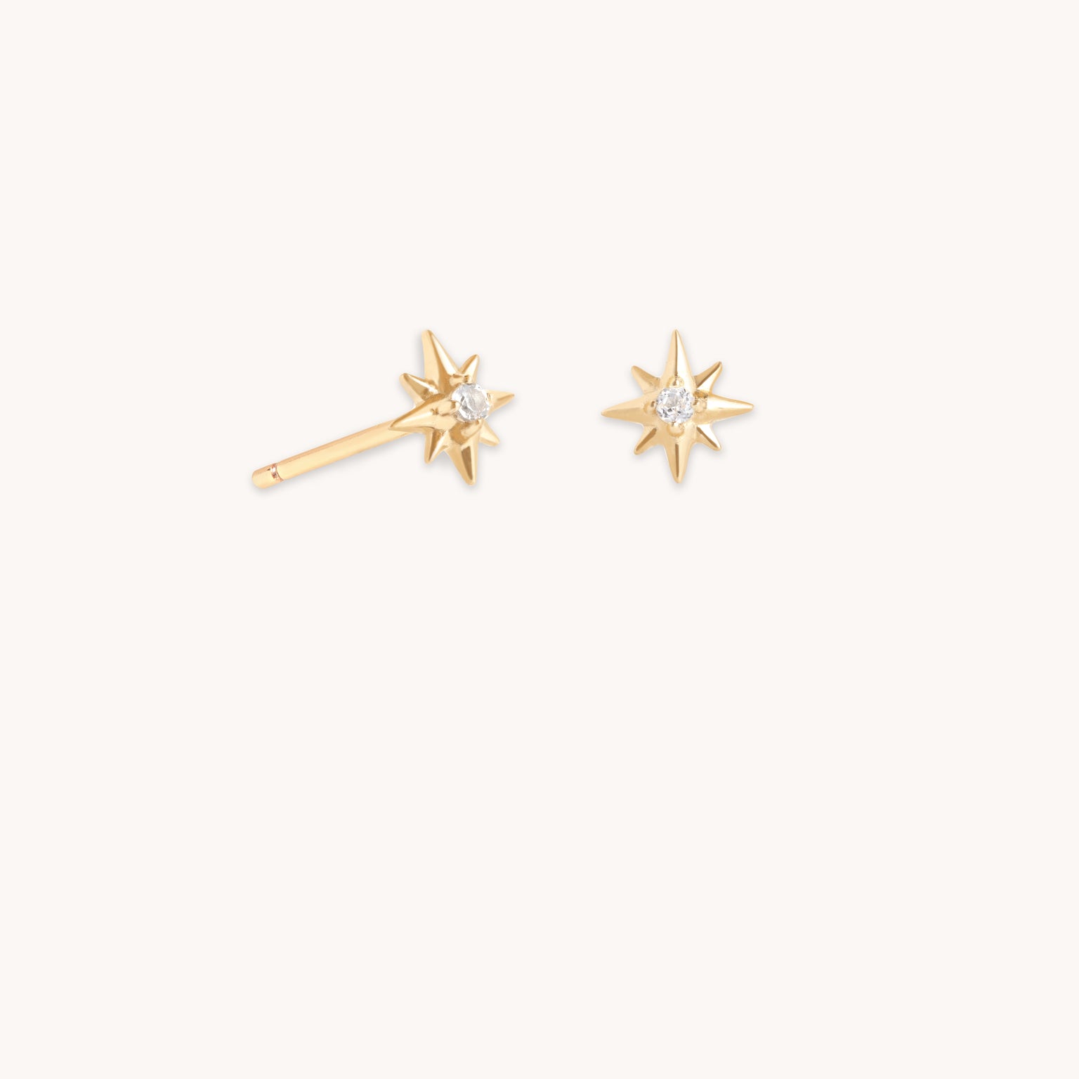 April White Topaz - White Topaz Star Studs in Solid Gold - Stud Earrings - Astrid & Miyu