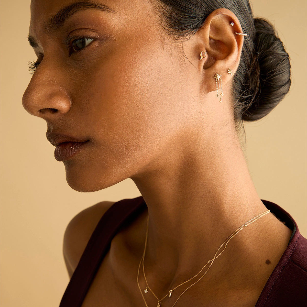 April White Topaz - White Topaz Star Studs in Solid Gold - Stud Earrings - Astrid & Miyu