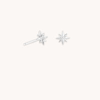 April White Topaz - White Topaz Star Studs in Solid White Gold - Stud Earrings - Astrid & Miyu