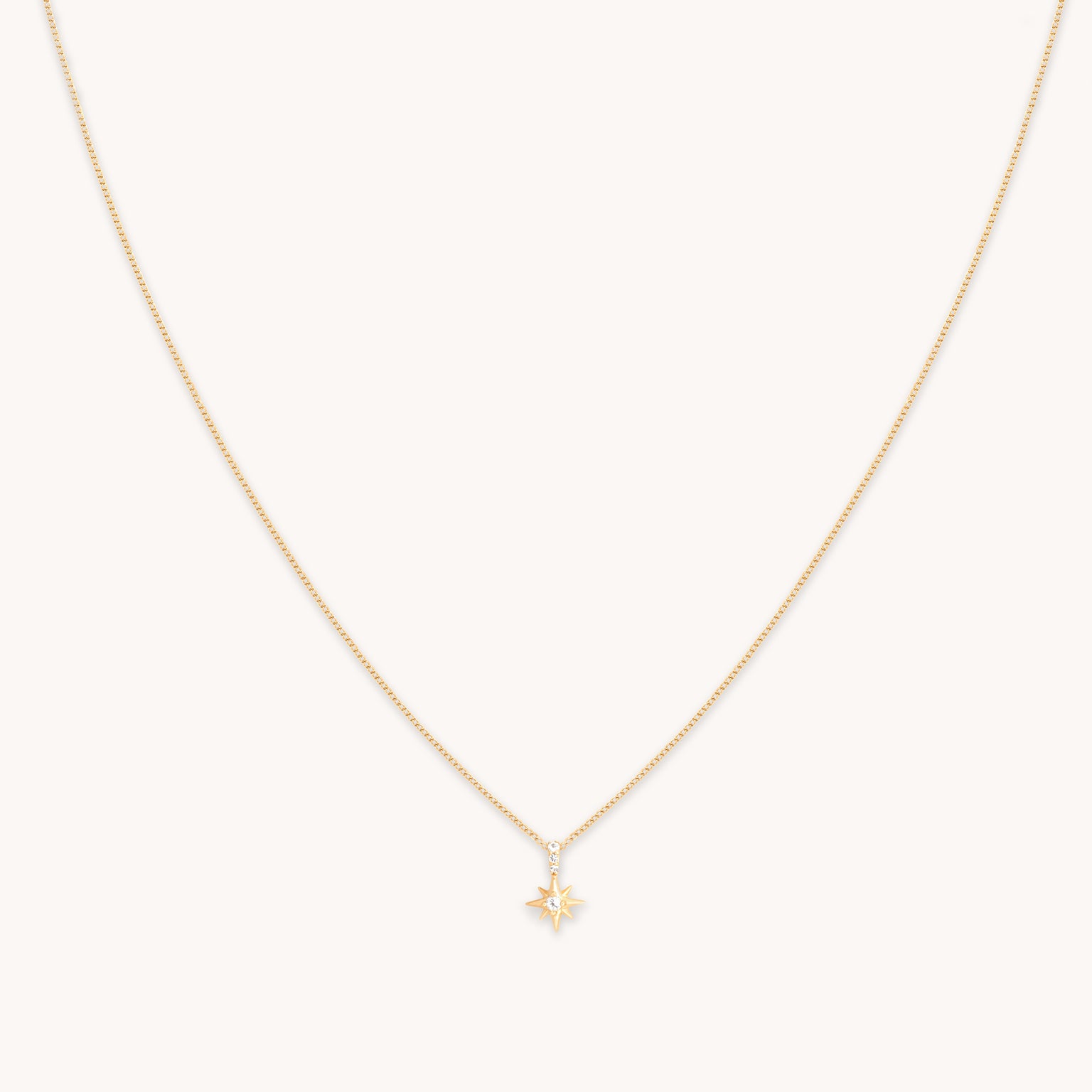 April White Topaz - White Topaz Star Pendant Necklace in Solid Gold - Pendant Necklaces - Astrid & Miyu