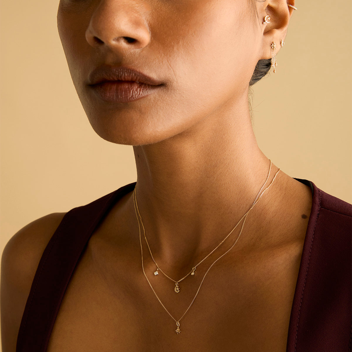 April White Topaz - White Topaz Star Pendant Necklace in Solid Gold - Pendant Necklaces - Astrid & Miyu