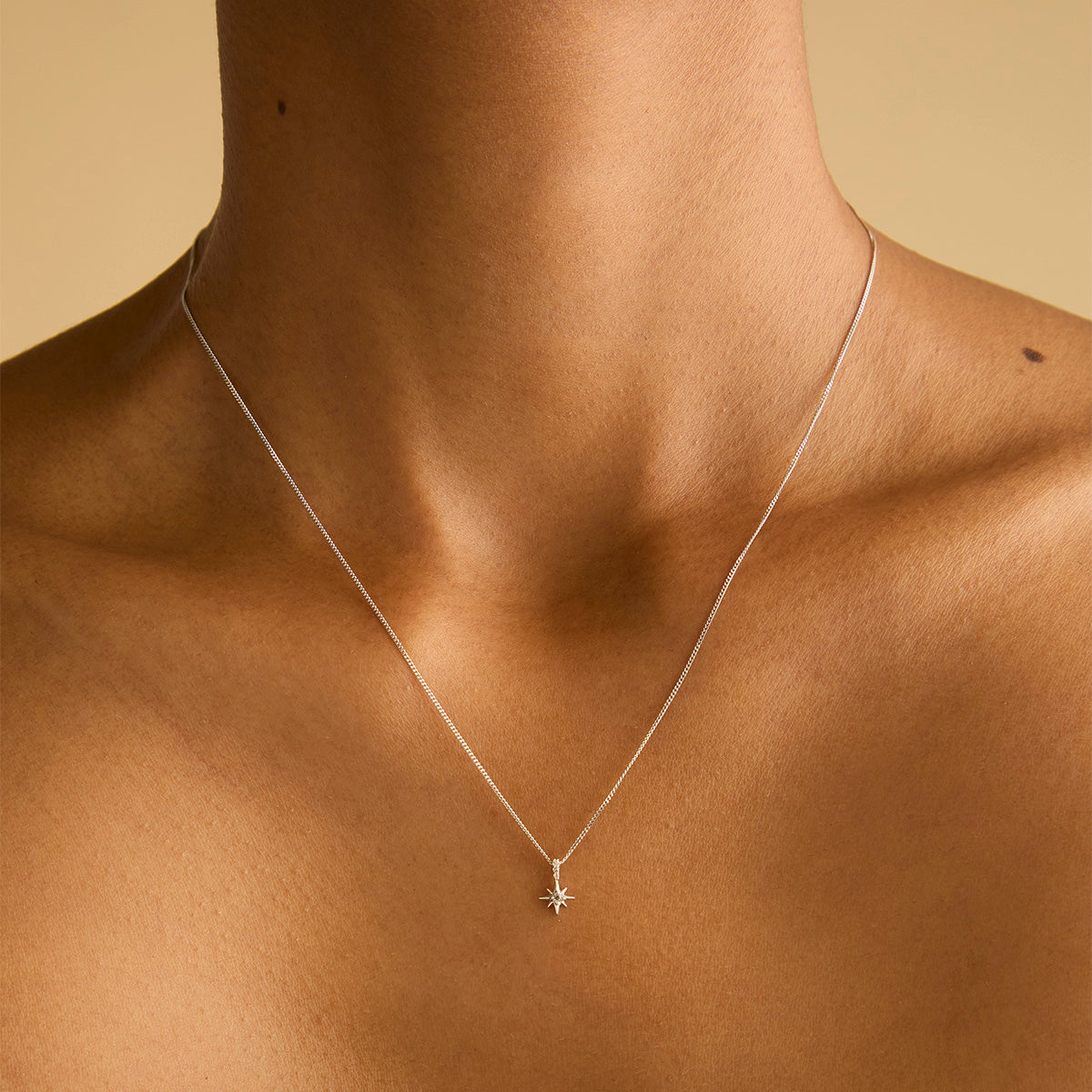 April White Topaz - White Topaz Star Pendant Necklace in Solid White Gold - Pendant Necklaces - Astrid & Miyu