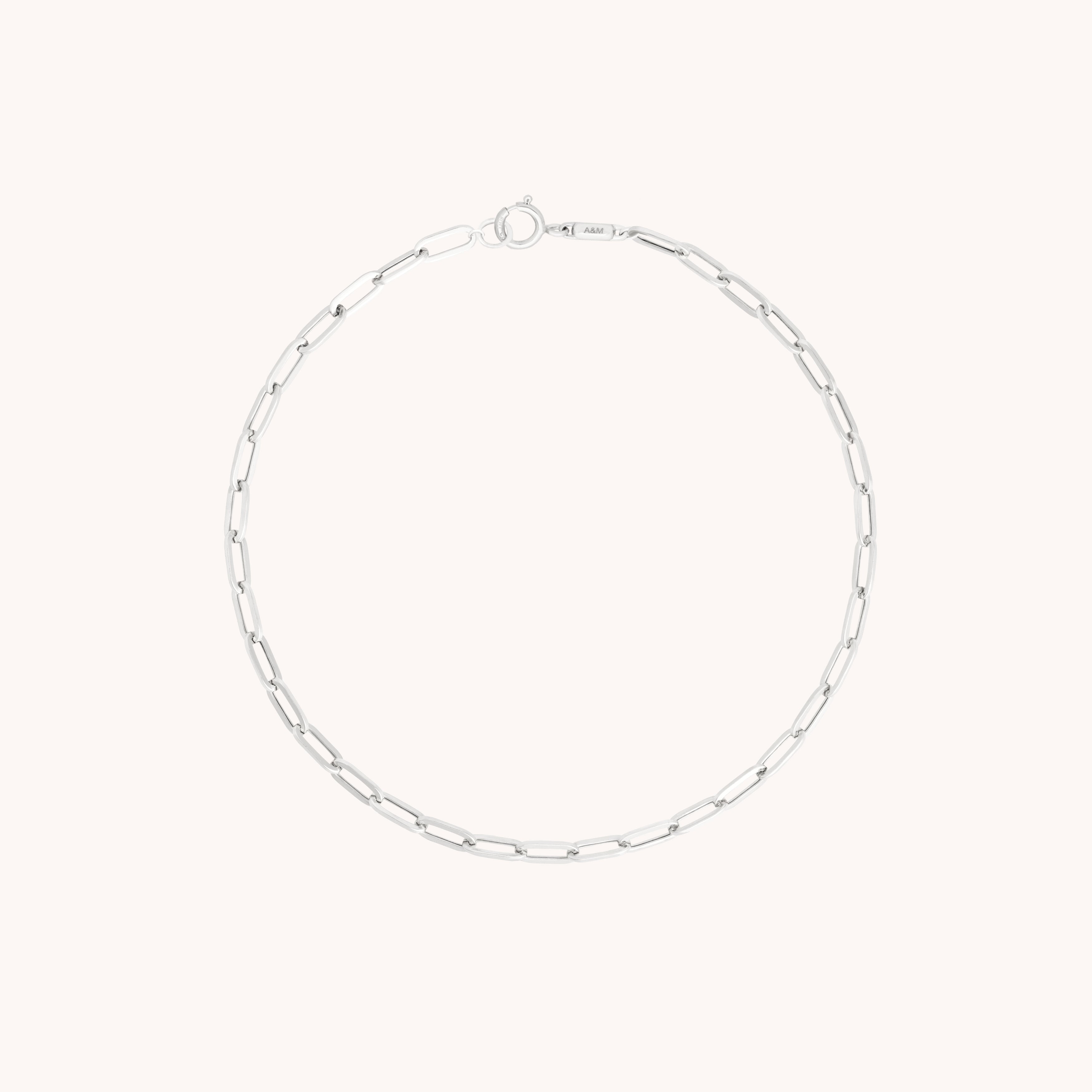 Piccadilly Chain Bracelet in Solid White Gold-Astrid & Miyu