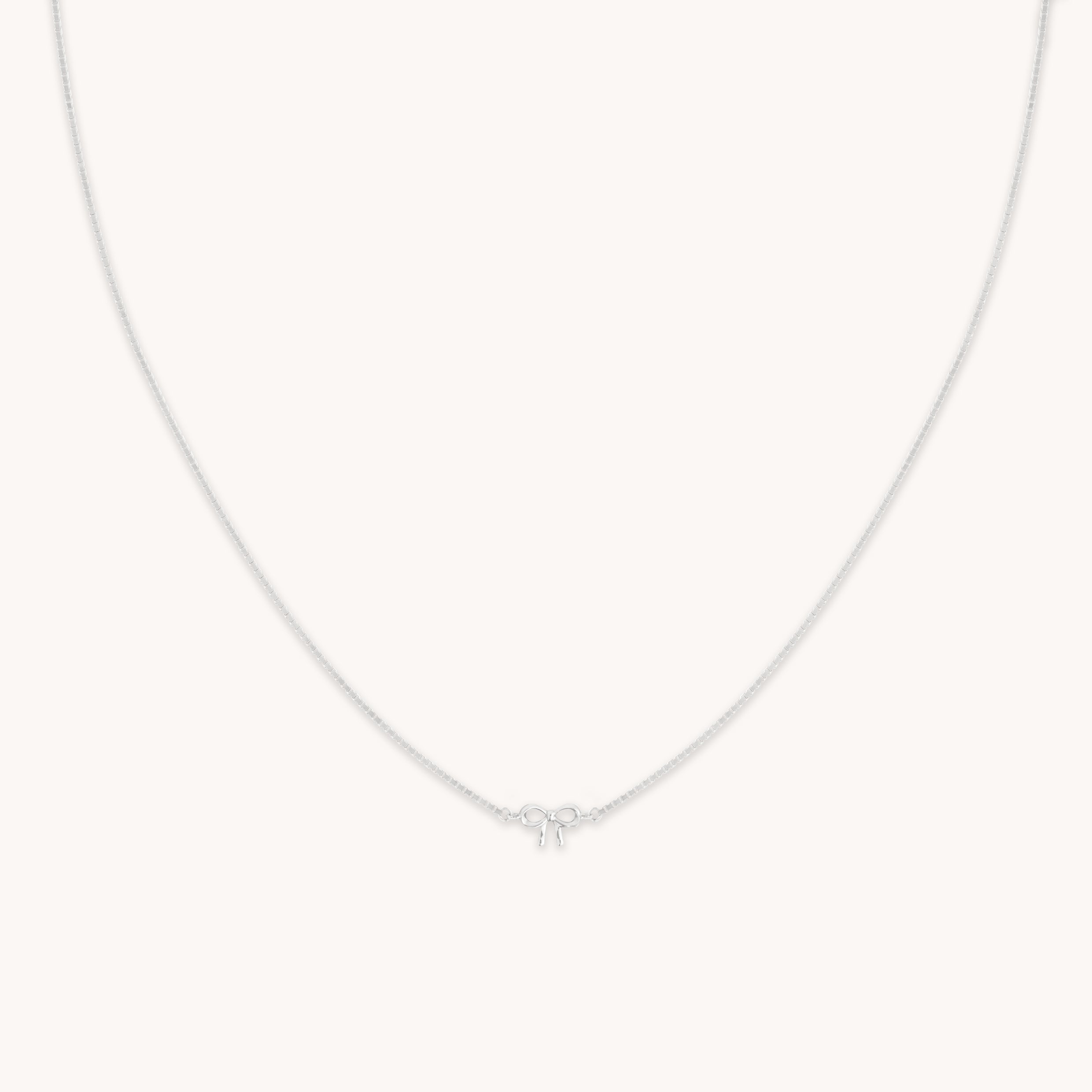 Charm Necklaces - Bow Charm Necklace in Solid White Gold - Charm Necklace - Astrid & Miyu