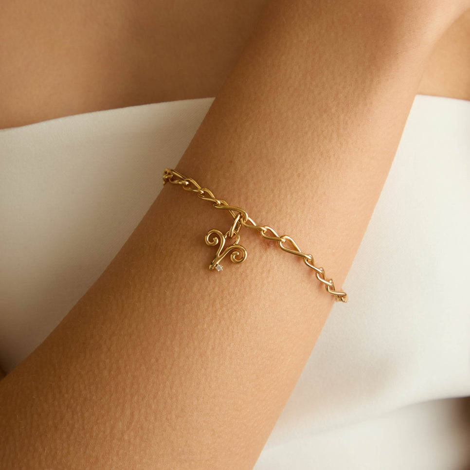 18k Gold Plated Jewellery - Aries Zodiac Talisman Charm in Gold - Talisman Charm - Astrid & Miyu