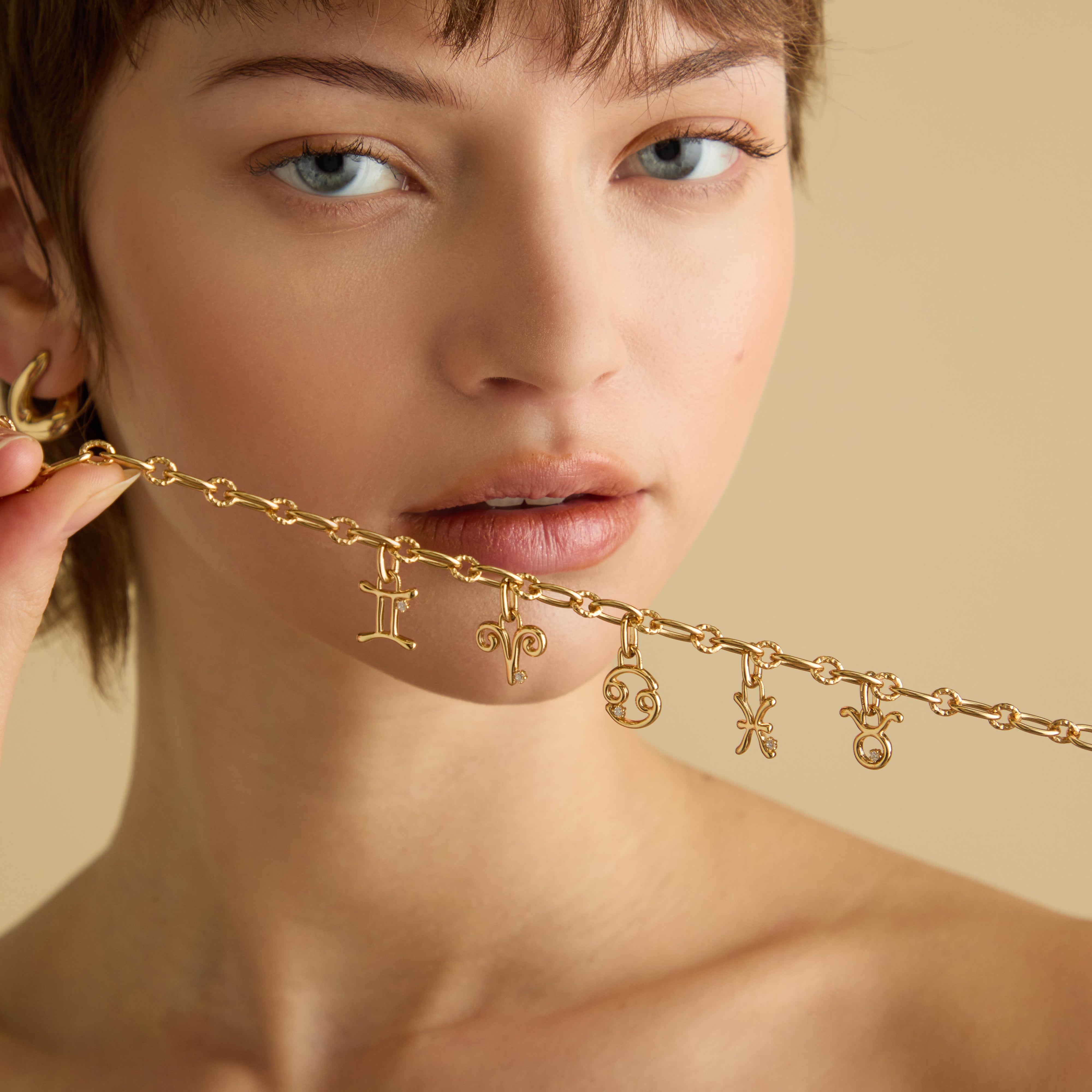 18k Gold Plated Jewellery - Cancer Zodiac Talisman Charm in Gold - Talisman Charm - Astrid & Miyu