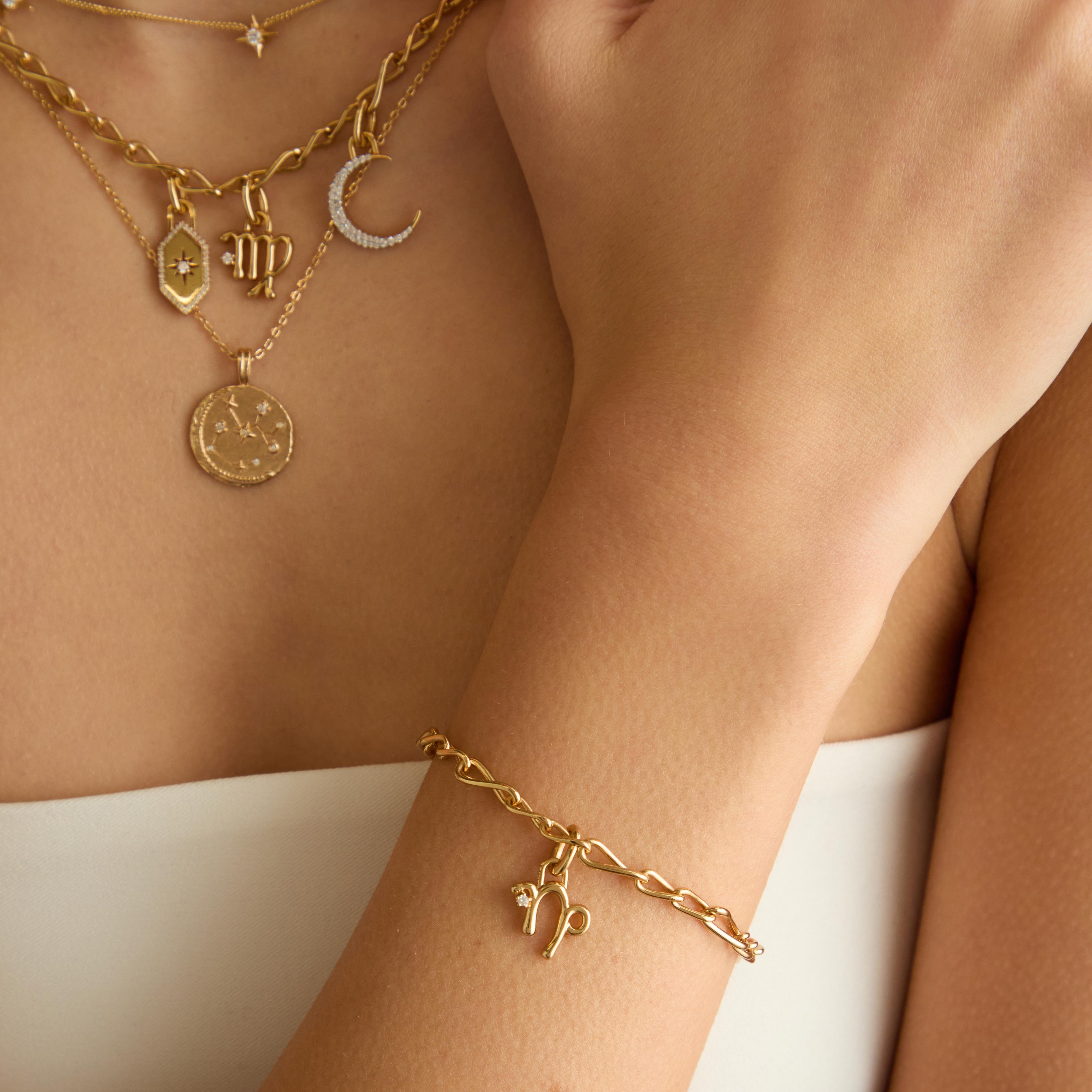 18k Gold Plated Jewellery - Capricorn Zodiac Talisman Charm in Gold - Talisman Charm - Astrid & Miyu