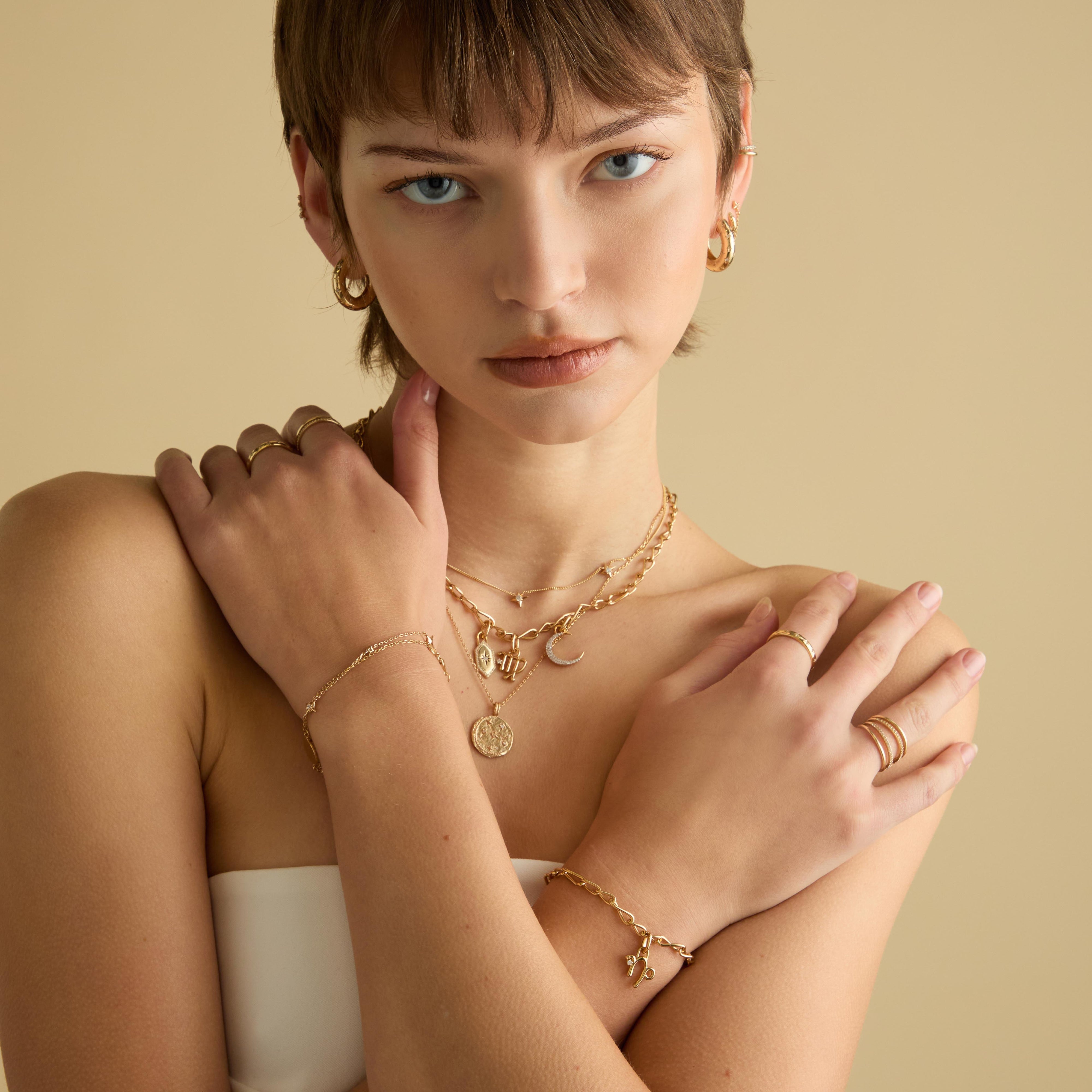 18k Gold Plated Jewellery - Capricorn Zodiac Talisman Charm in Gold - Talisman Charm - Astrid & Miyu