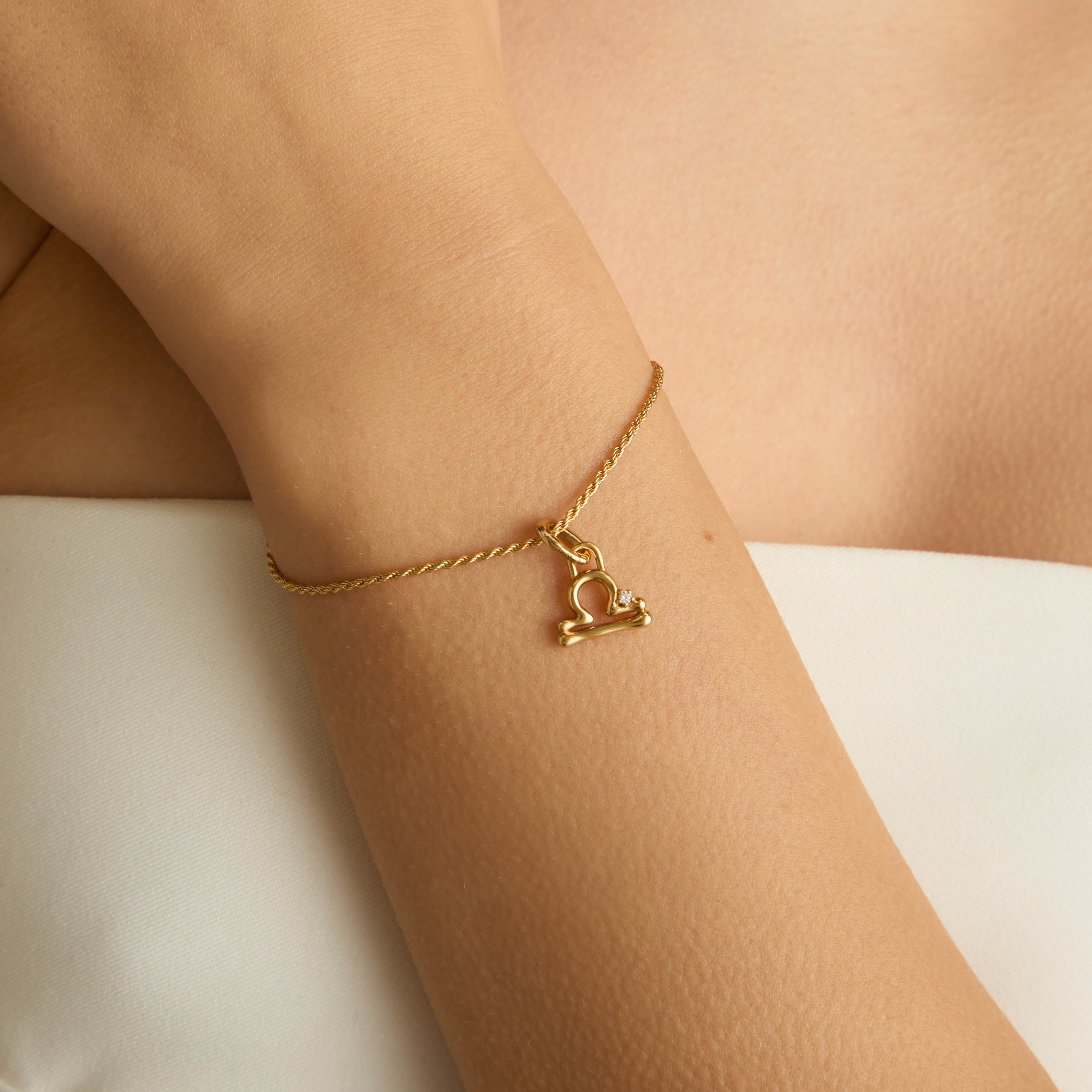 18k Gold Plated Jewellery - Libra Zodiac Talisman Charm in Gold - Talisman Charm - Astrid & Miyu