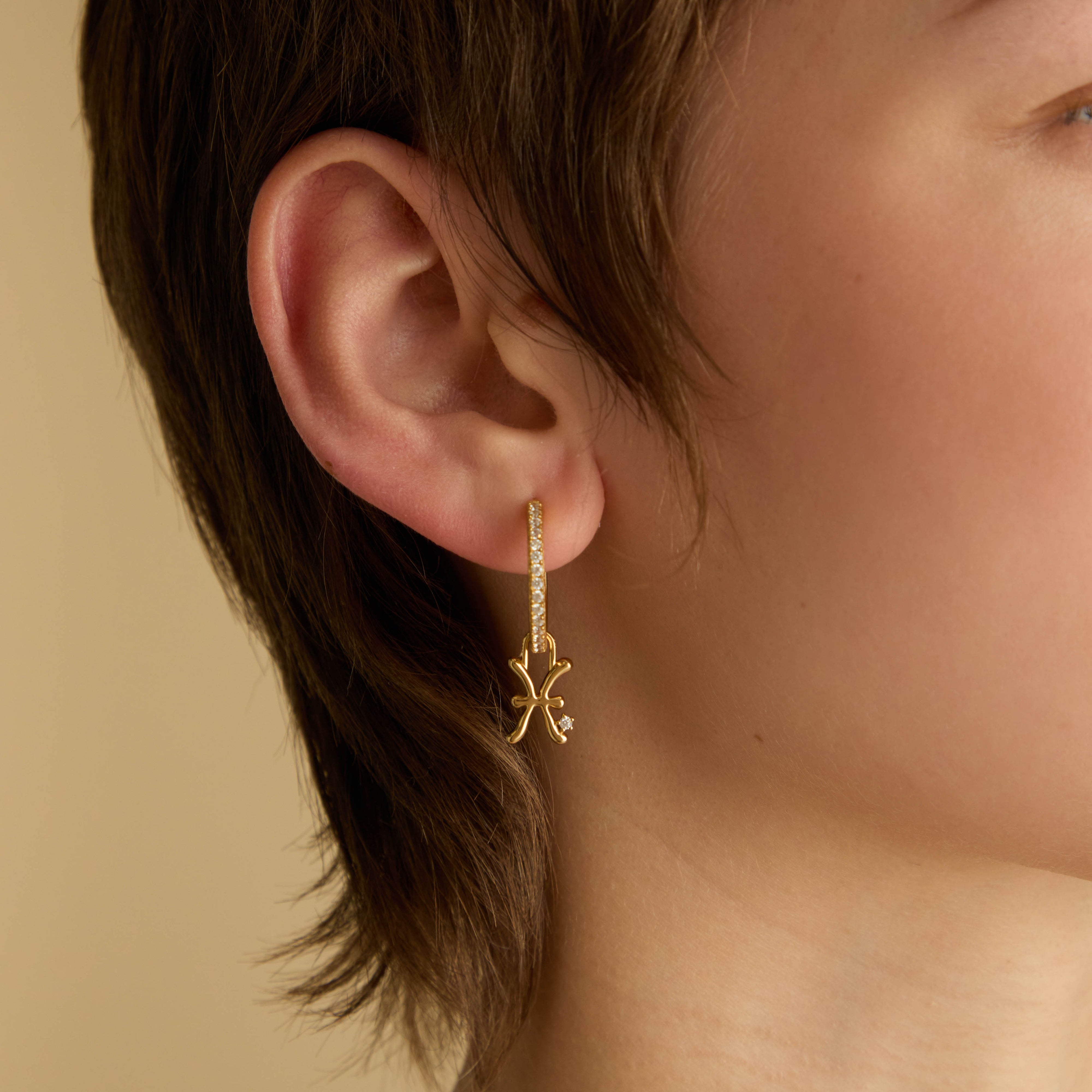 18k Gold Plated Jewellery - Pisces Zodiac Talisman Charm in Gold - Talisman Charm - Astrid & Miyu