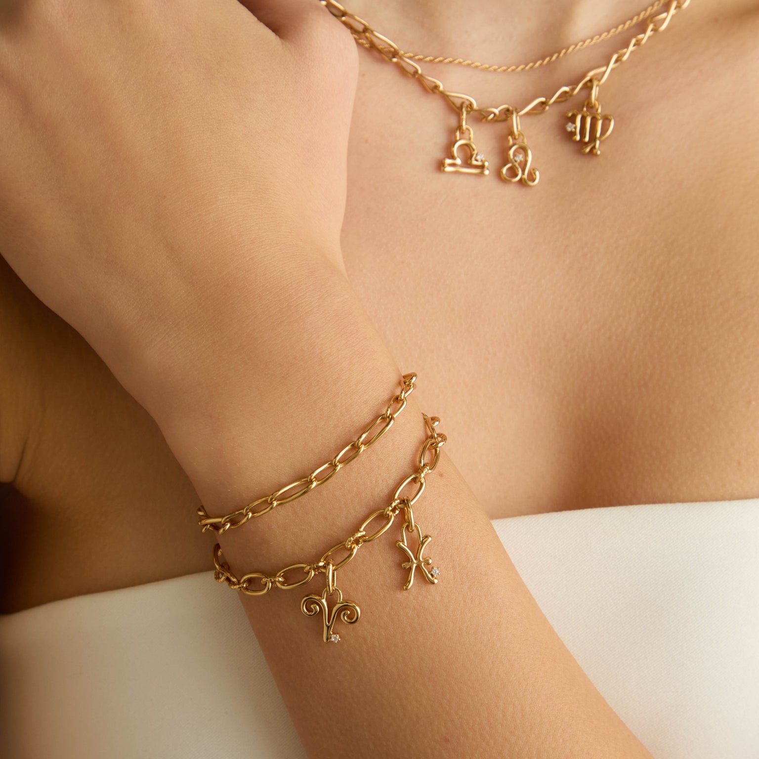 18k Gold Plated Jewellery - Pisces Zodiac Talisman Charm in Gold - Talisman Charm - Astrid & Miyu