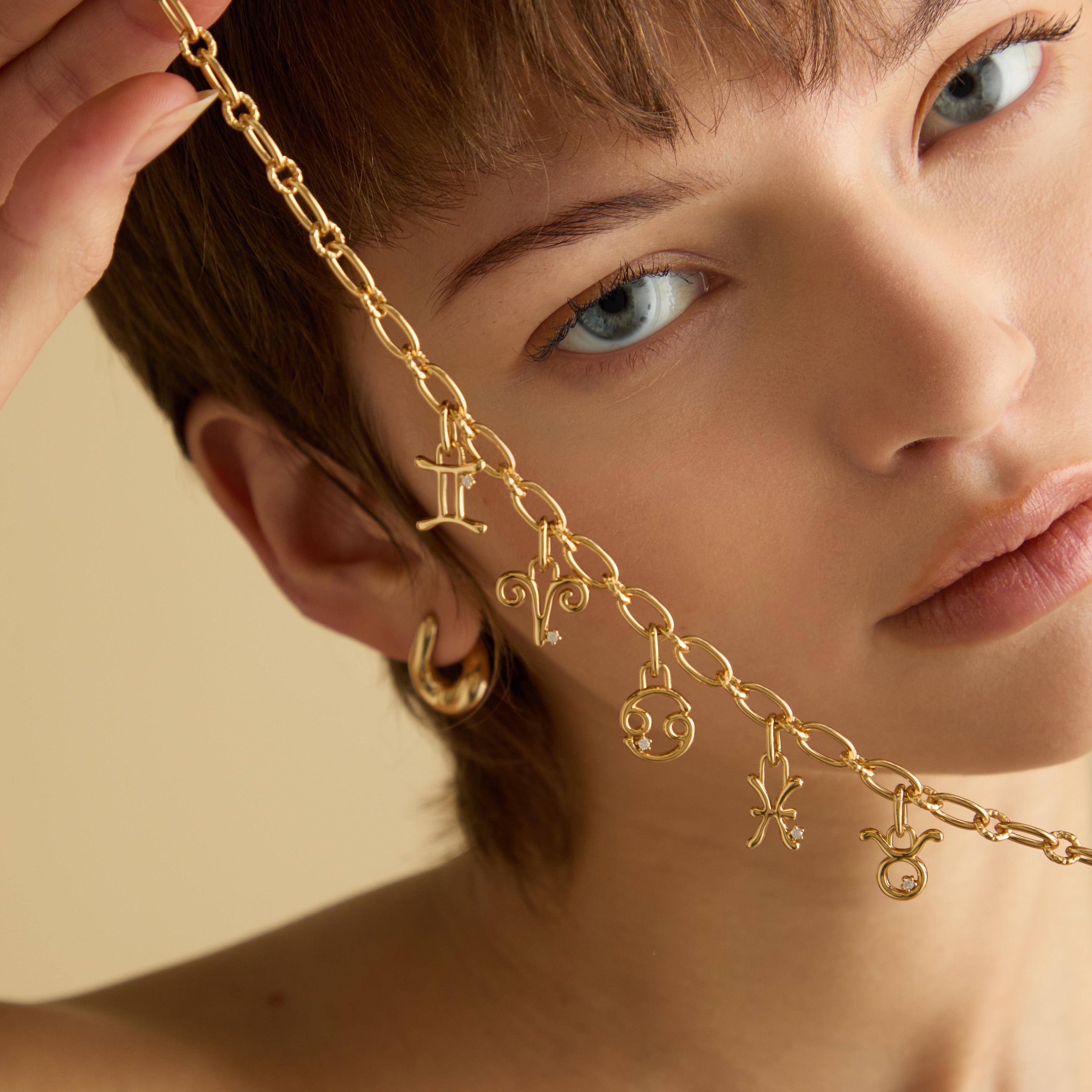 18k Gold Plated Jewellery - Pisces Zodiac Talisman Charm in Gold - Talisman Charm - Astrid & Miyu