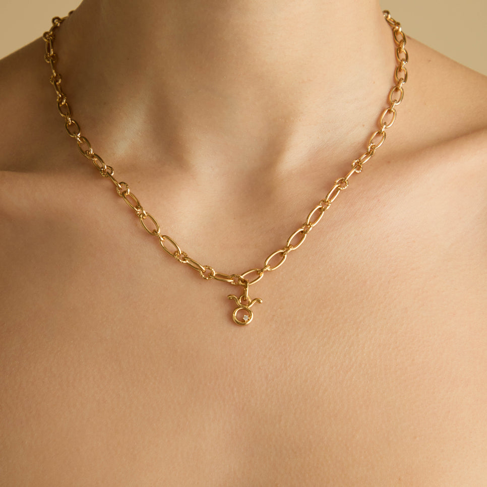 18k Gold Plated Jewellery - Taurus Zodiac Talisman Charm in Gold - Talisman Charm - Astrid & Miyu