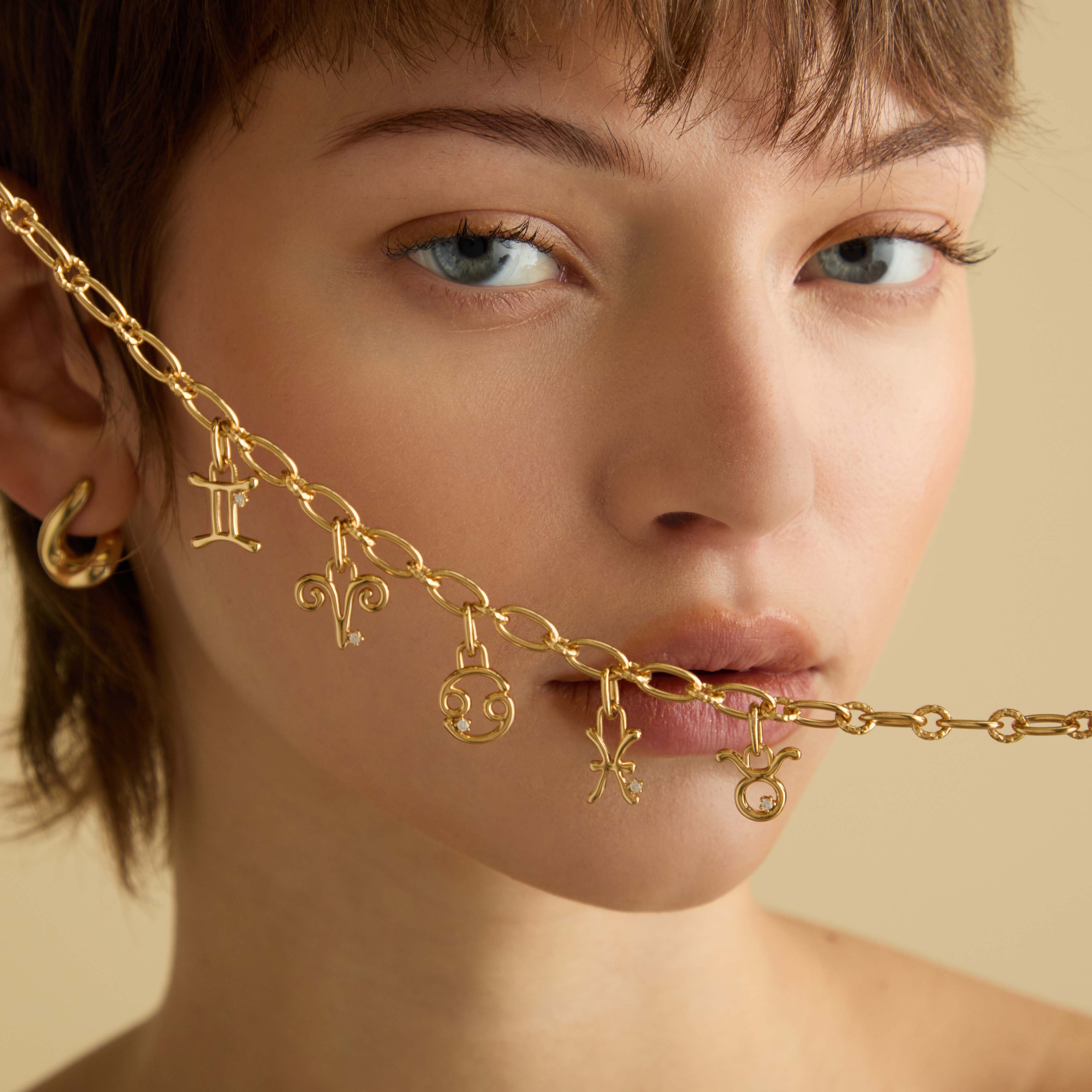 18k Gold Plated Jewellery - Taurus Zodiac Talisman Charm in Gold - Talisman Charm - Astrid & Miyu