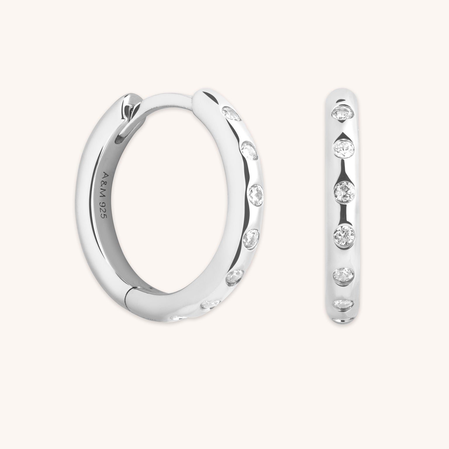 Crystal Set Hoops in Silver-Astrid & Miyu