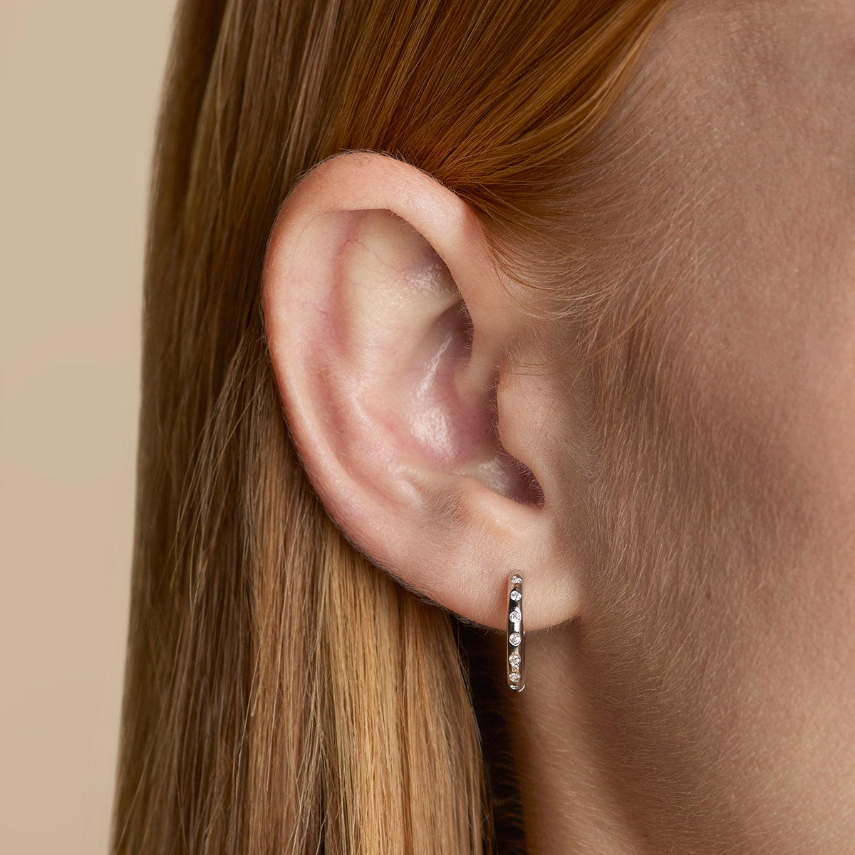 Crystal Set Hoops in Silver-Astrid & Miyu