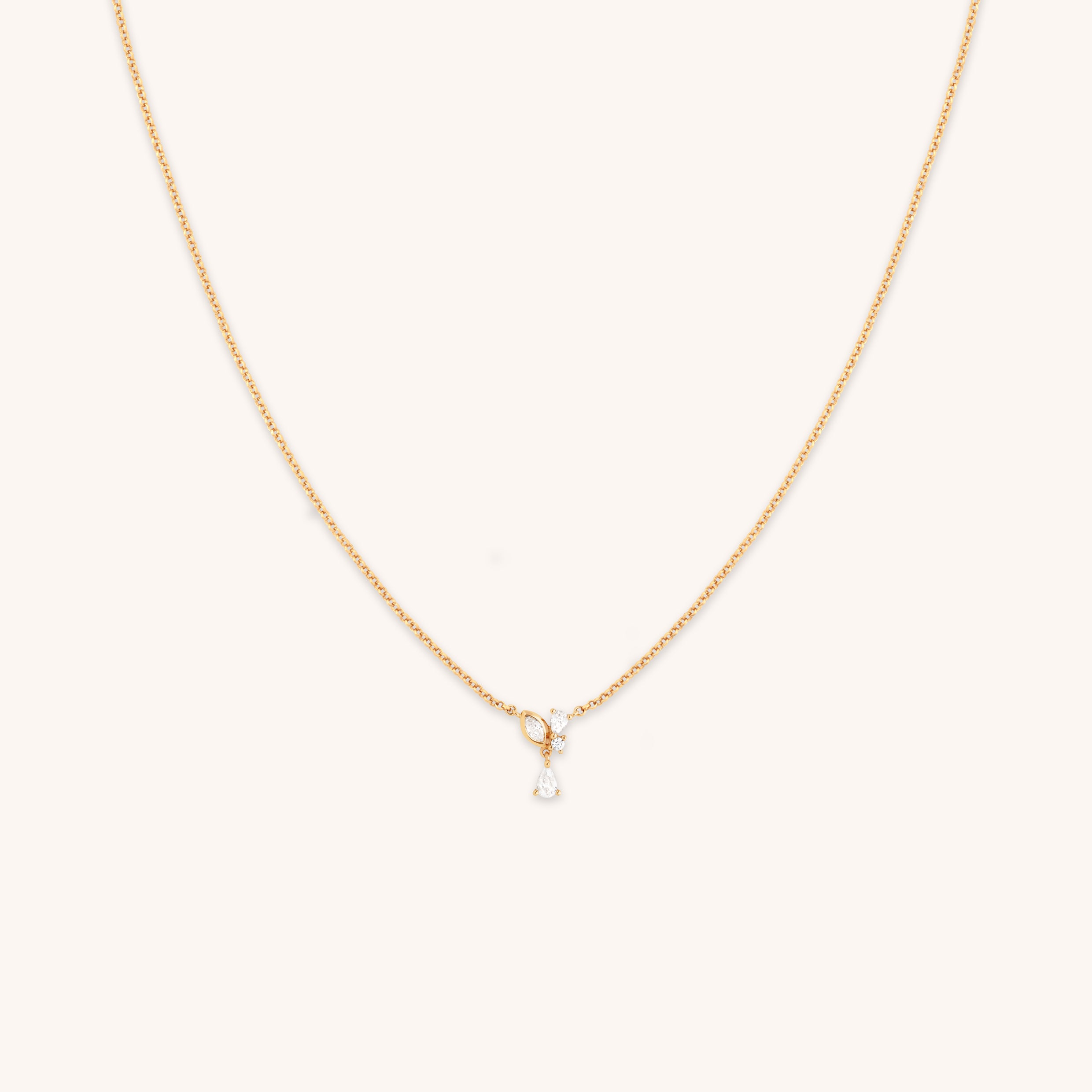 Crystal Cluster Pendant Necklace in Gold-Astrid & Miyu