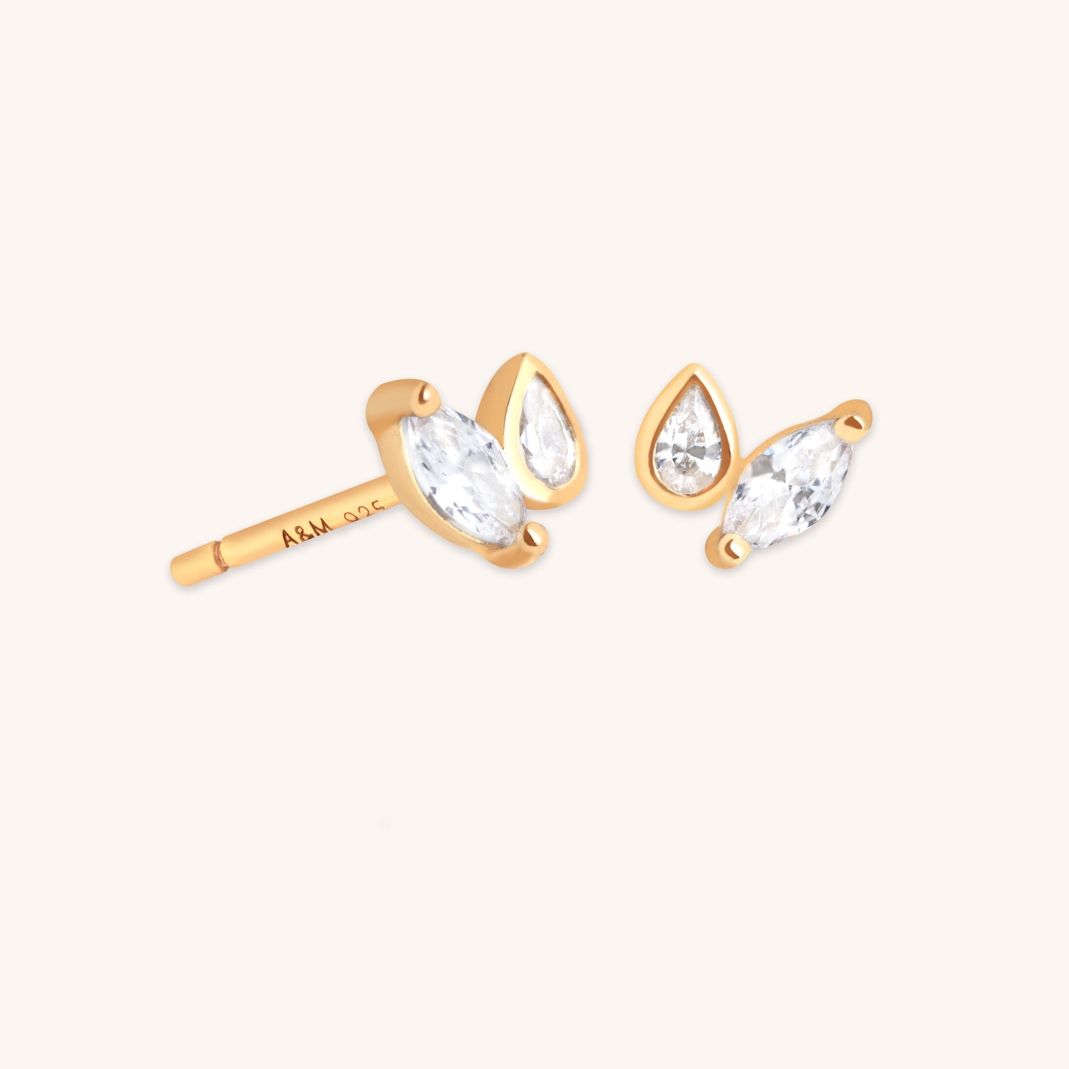 Crystal Duo Studs in Gold-Astrid & Miyu