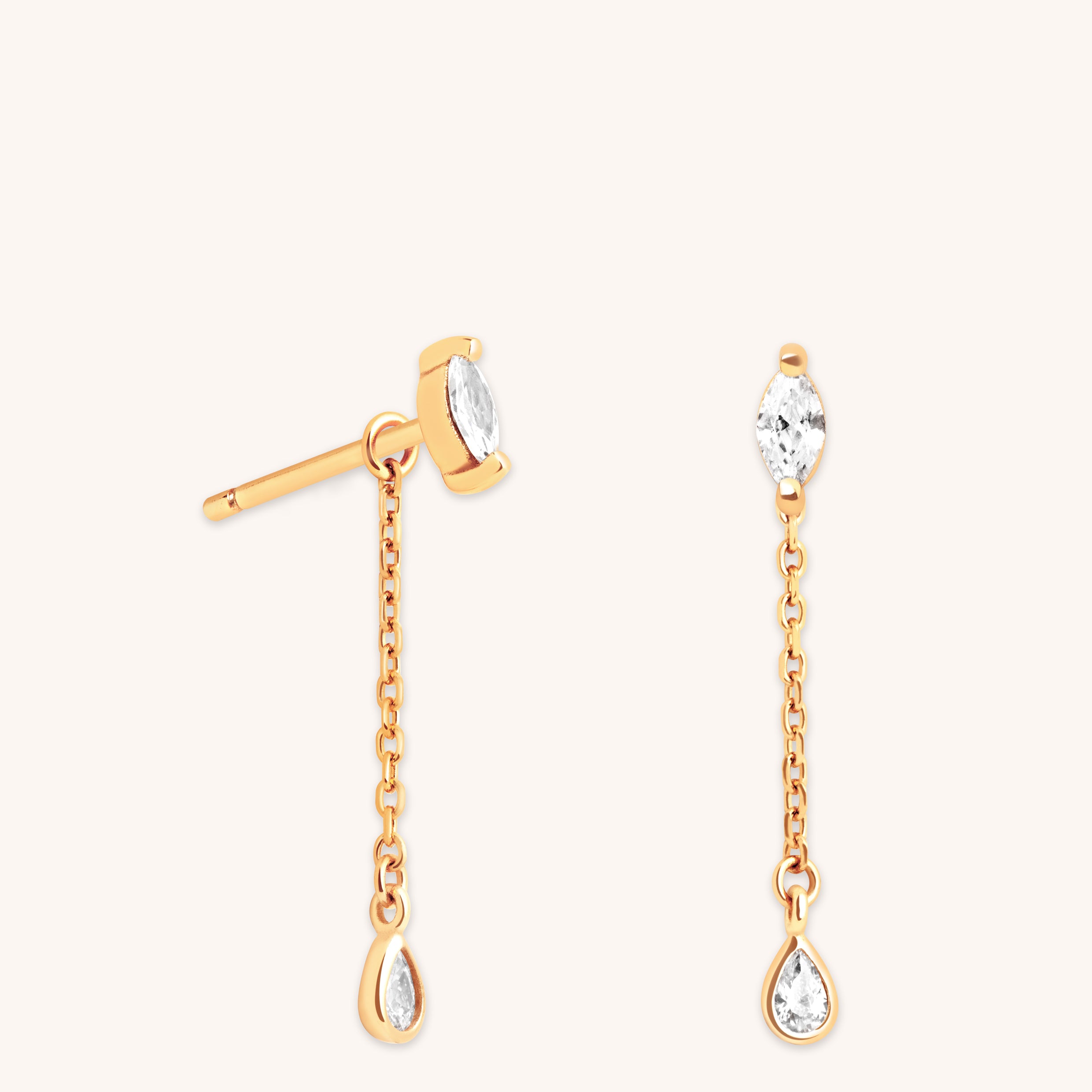 Navette Drop Studs in Gold-Astrid &amp; Miyu
