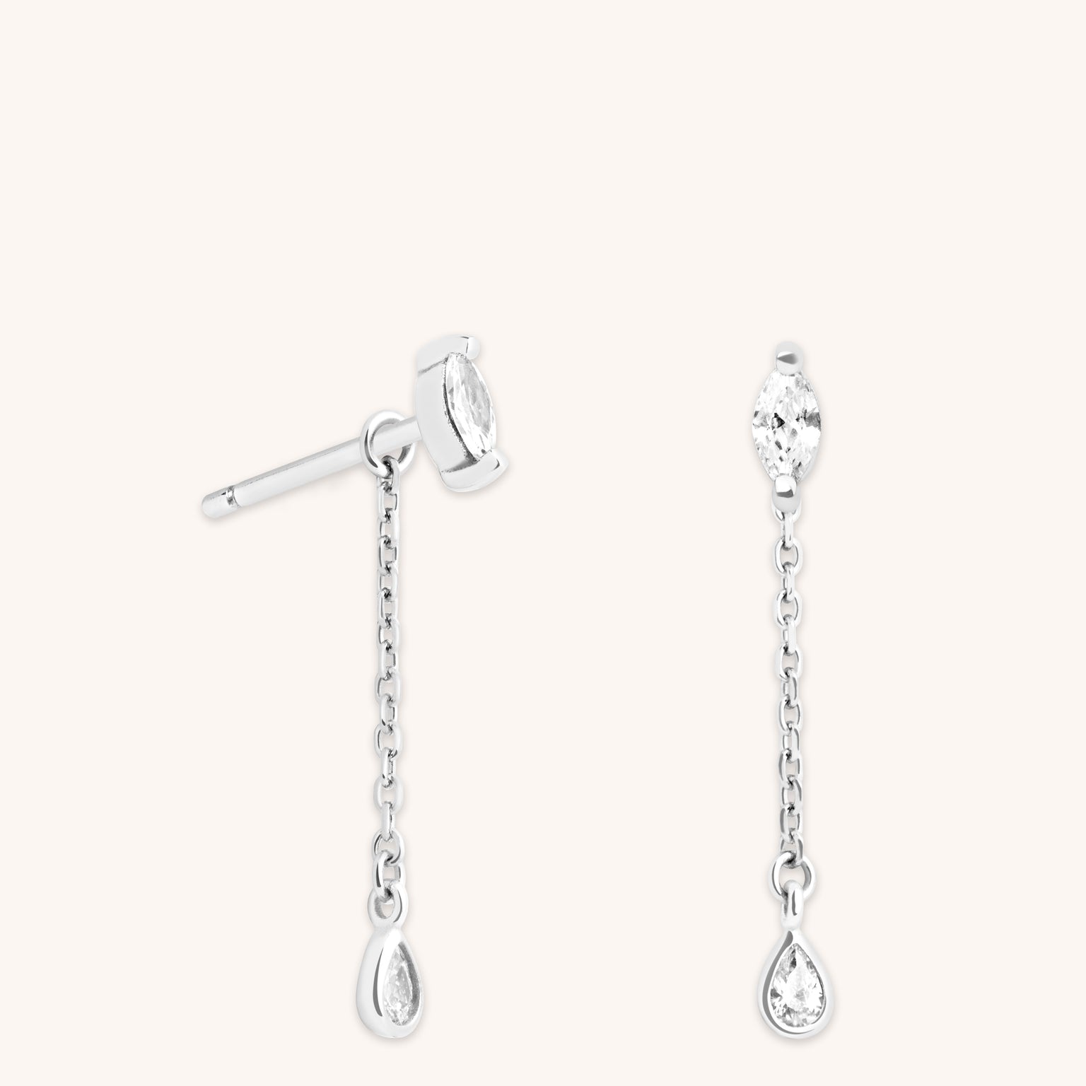 Navette Drop Studs in Silver-Astrid & Miyu