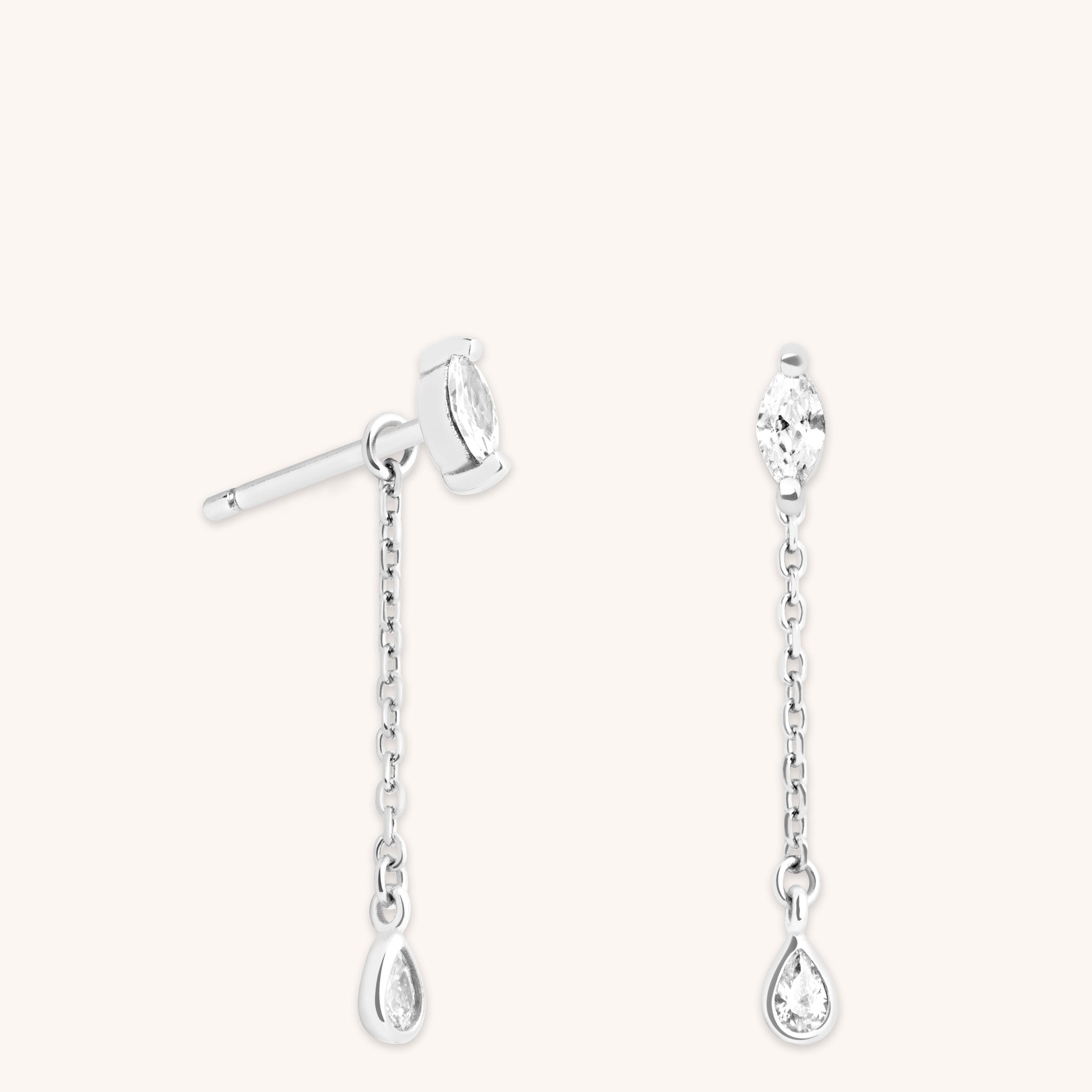 Navette Drop Studs in Silver-Astrid & Miyu