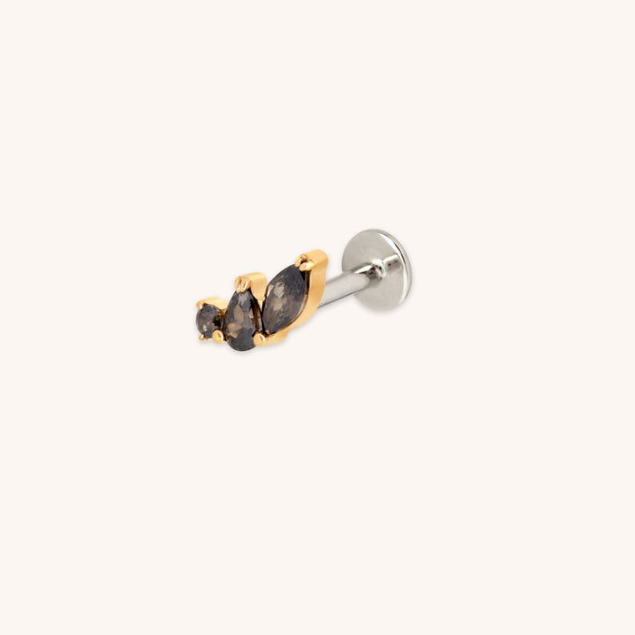 Black Cluster Titanium Piercing Stud in Gold-Astrid &amp; Miyu