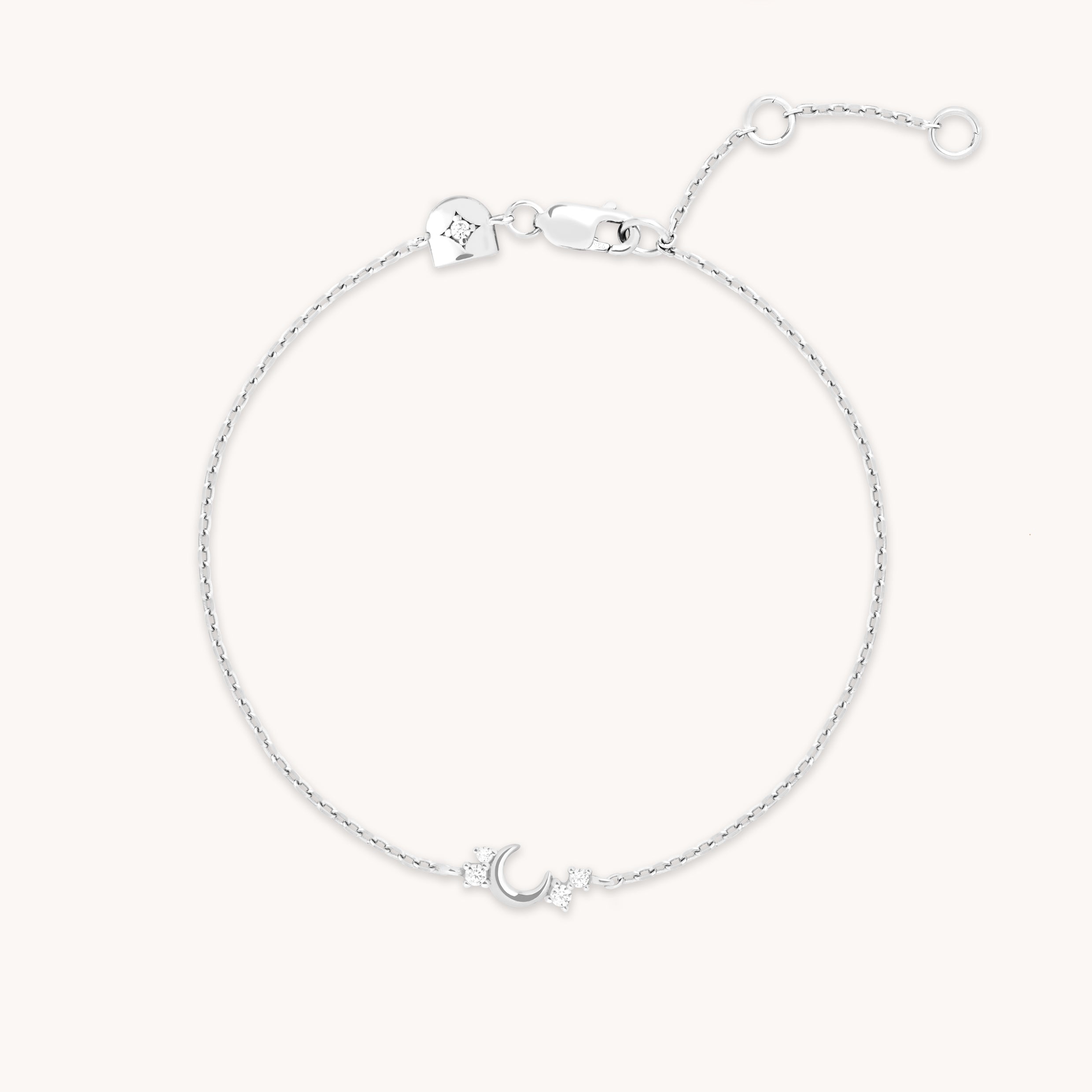Crescent Moon Pendant Bracelet in Silver-Astrid & Miyu