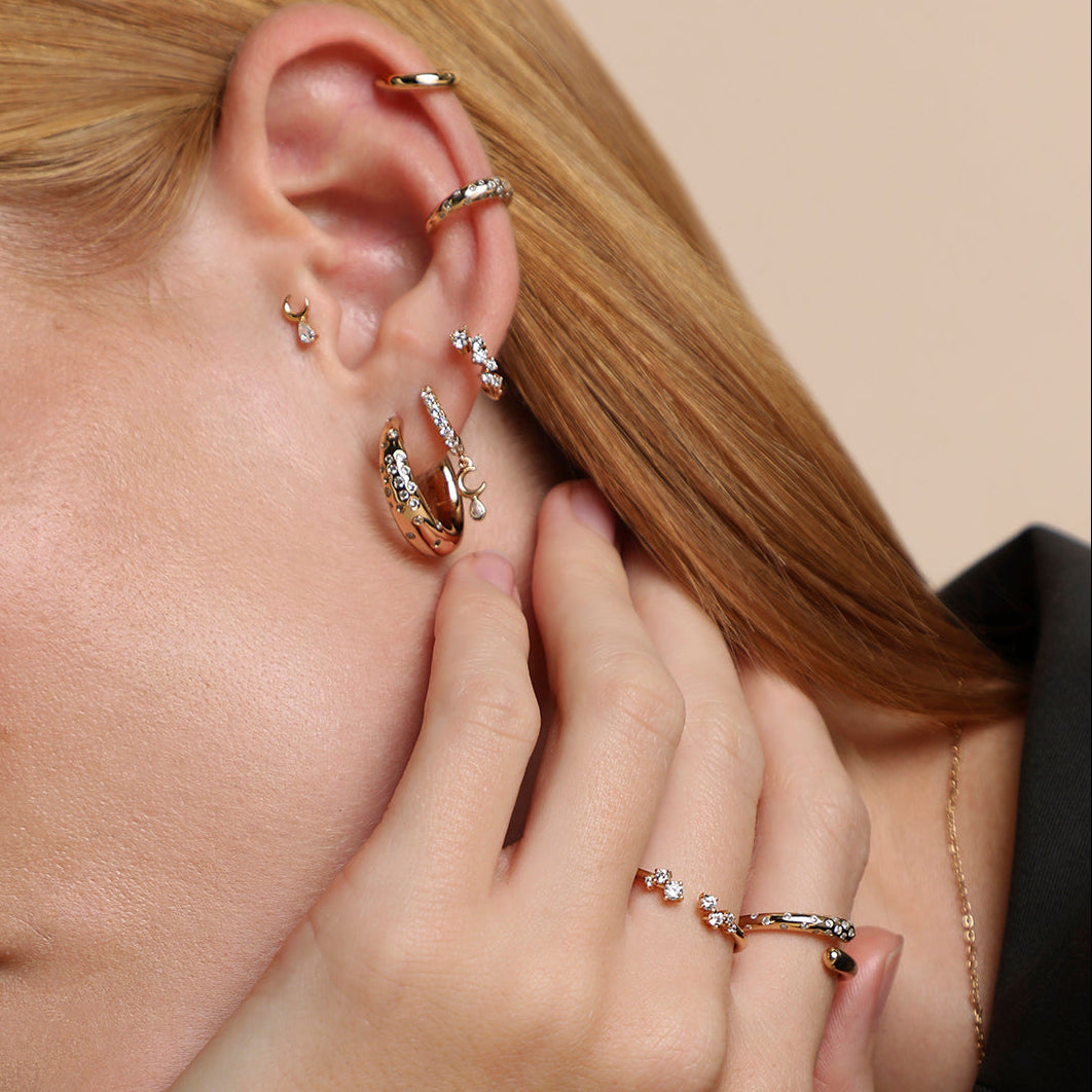 Crystal Scatter Ear Cuff in Gold-Astrid & Miyu