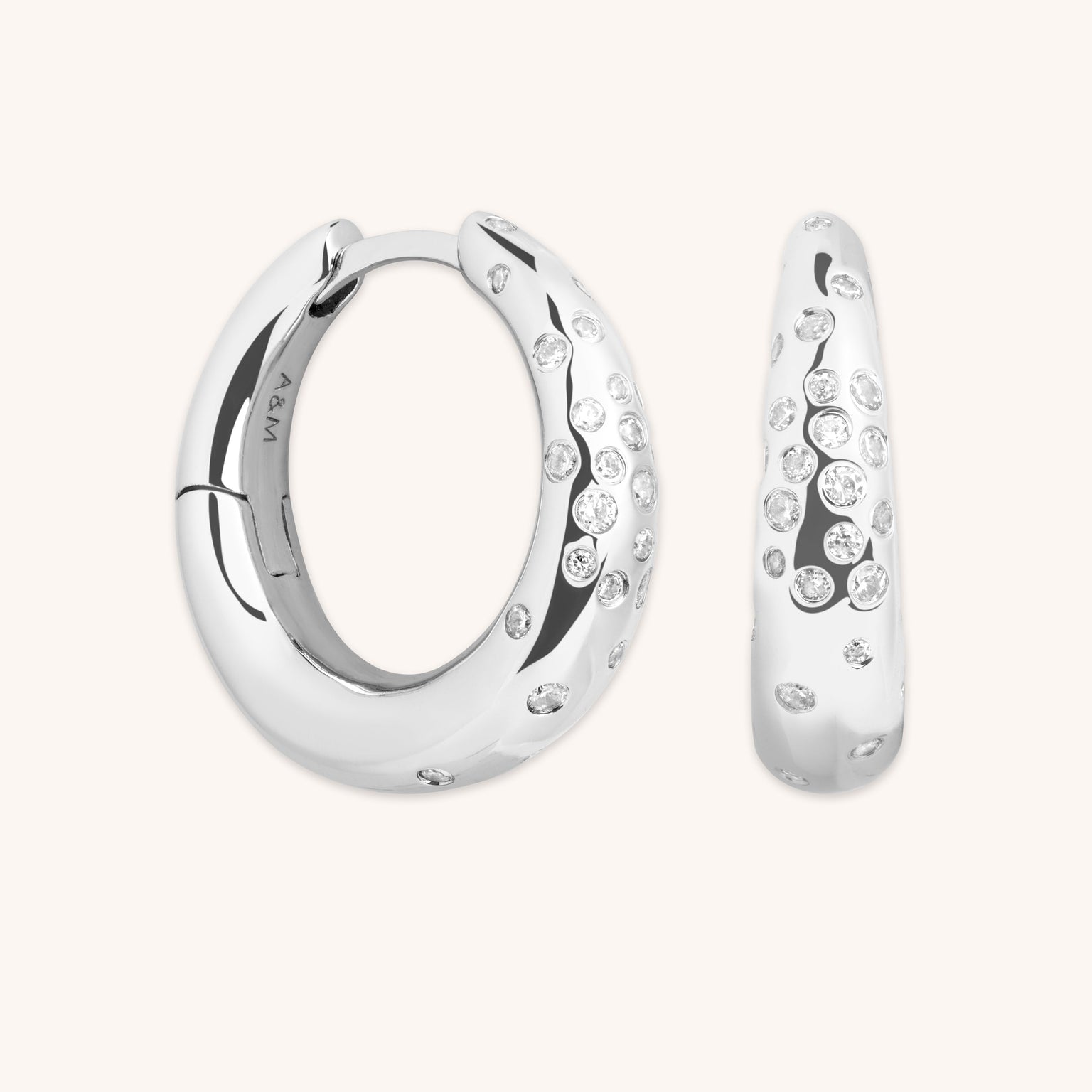 Crystal Scatter Dome Hoop in Silver-Astrid & Miyu